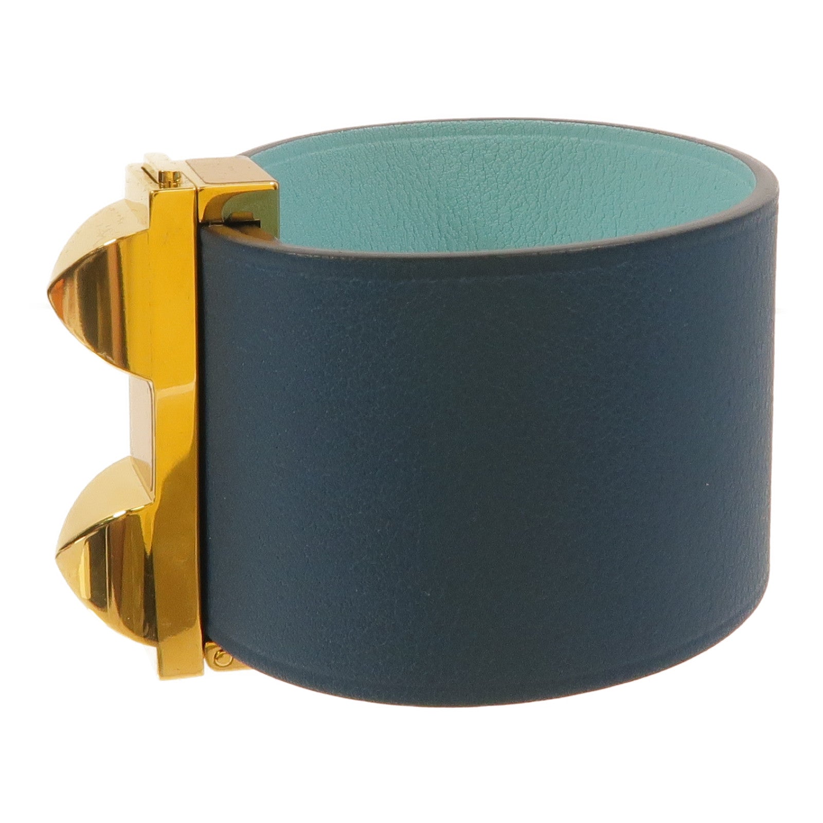 HERMES Swift皮革Collier de Chien PM手鐲Bleu Tie/Ciel