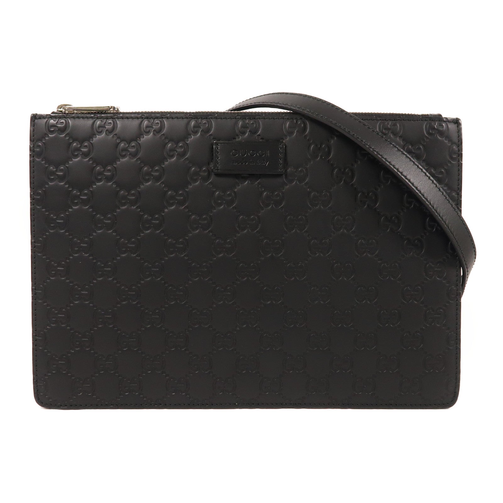 GUCCI 牛皮皮革Gucci Signature銀扣肩背袋