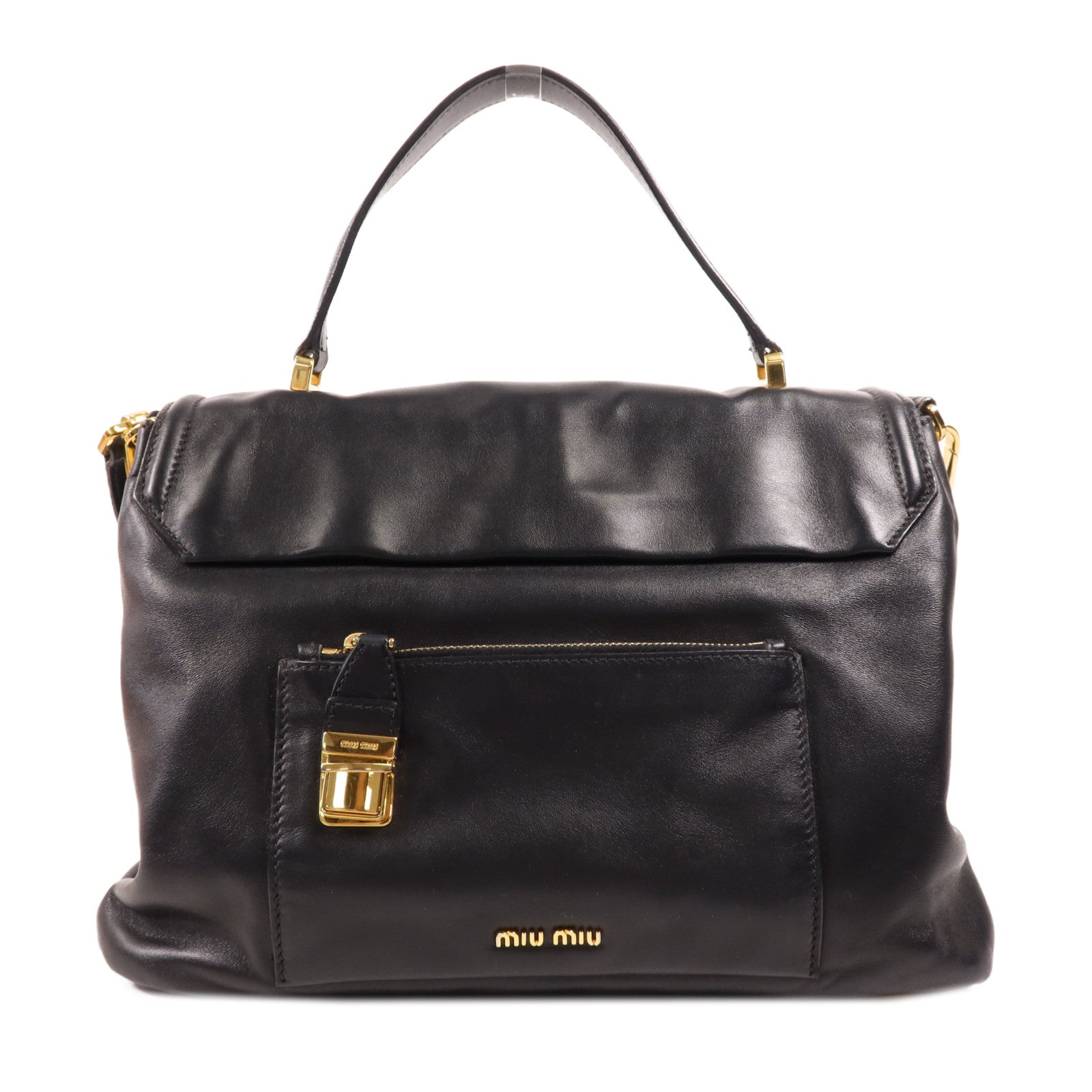 Miu Miu 牛皮皮革2 Way Shoulder金扣手挽肩背兩用袋