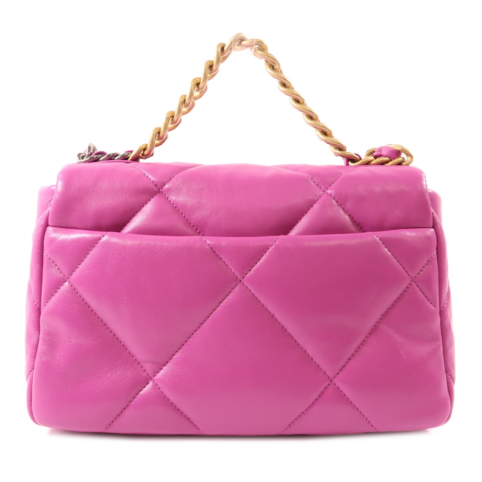 CHANEL 羊皮皮革C19鏈帶手挽肩背兩用袋