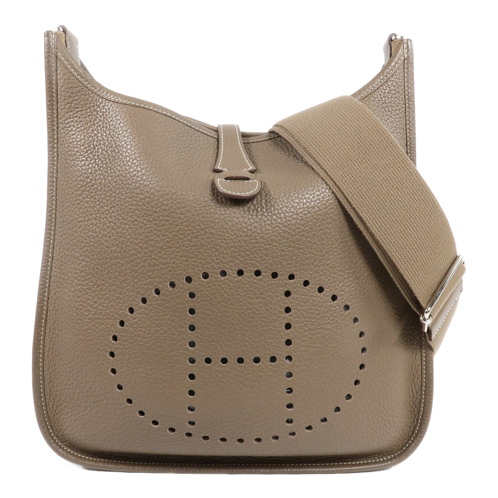 HERMES Clemence皮革Evelyne PM 肩背袋Etoupe