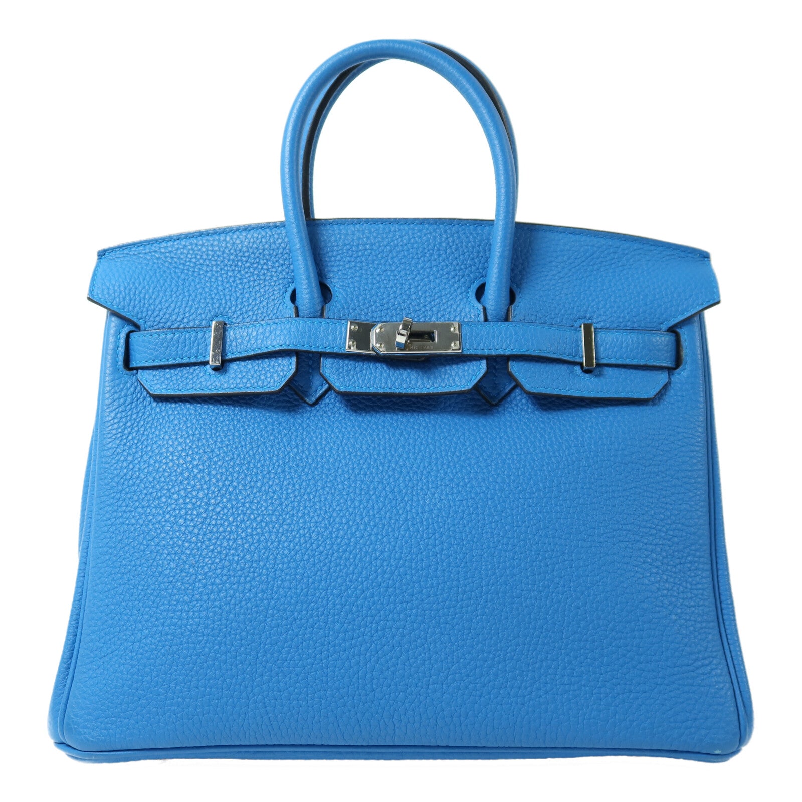 HERMES Togo皮革Birkin 25銀扣手挽袋Blue Zanziar