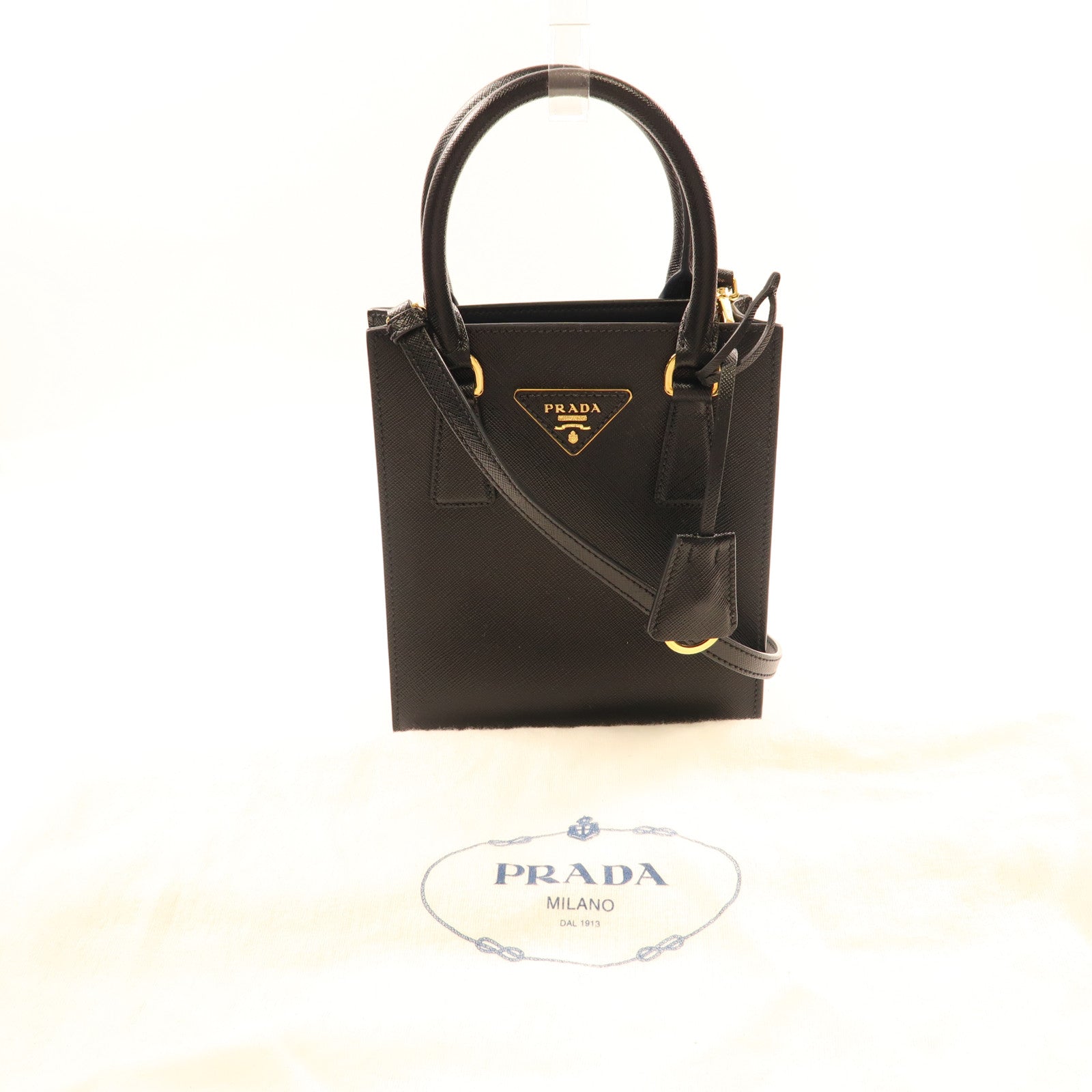 PRADA 牛皮皮革2 way Bag金扣手挽肩背兩用袋