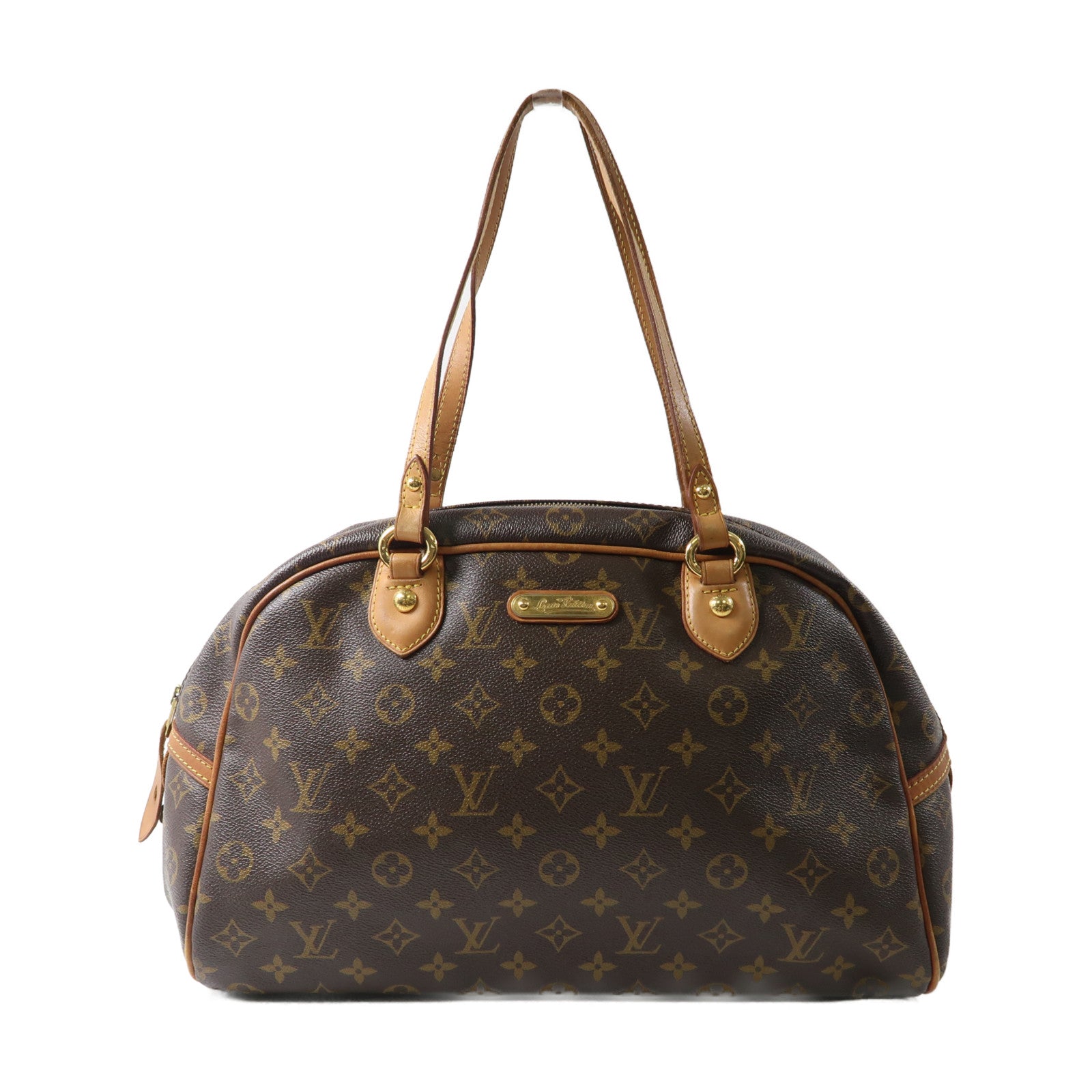 LOUIS VUITTON Monogram Montorgueil GM金扣肩背袋棕色