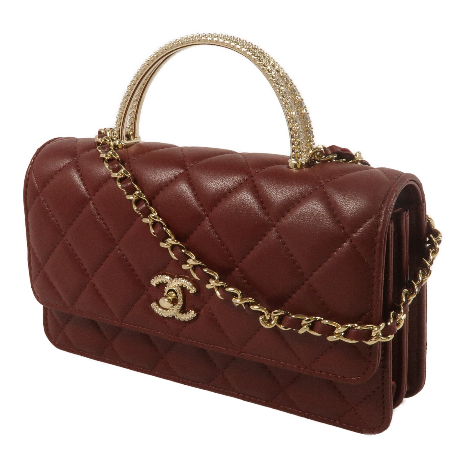 CHANEL 羊皮皮革Wallet On Chain With Top Handle鏈帶手挽肩背兩用袋