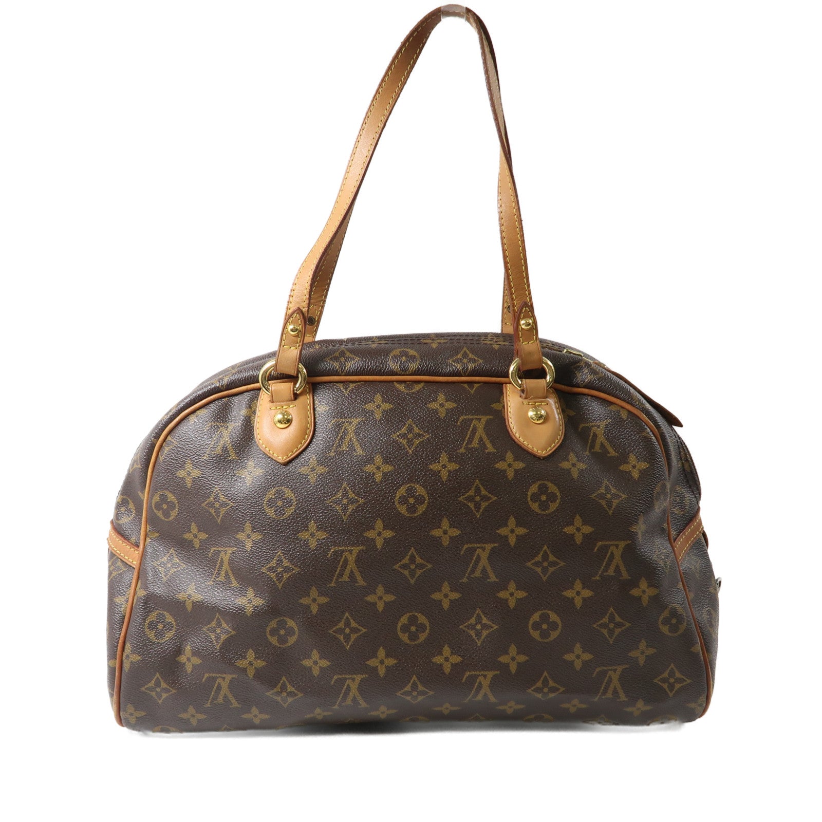 LOUIS VUITTON Monogram Montorgueil GM金扣肩背袋棕色