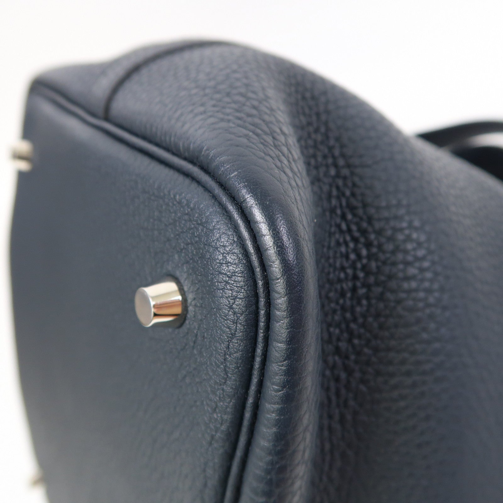 HERMES 【激減優惠】Clemence皮革Picotin MM銀扣手挽袋午夜藍色