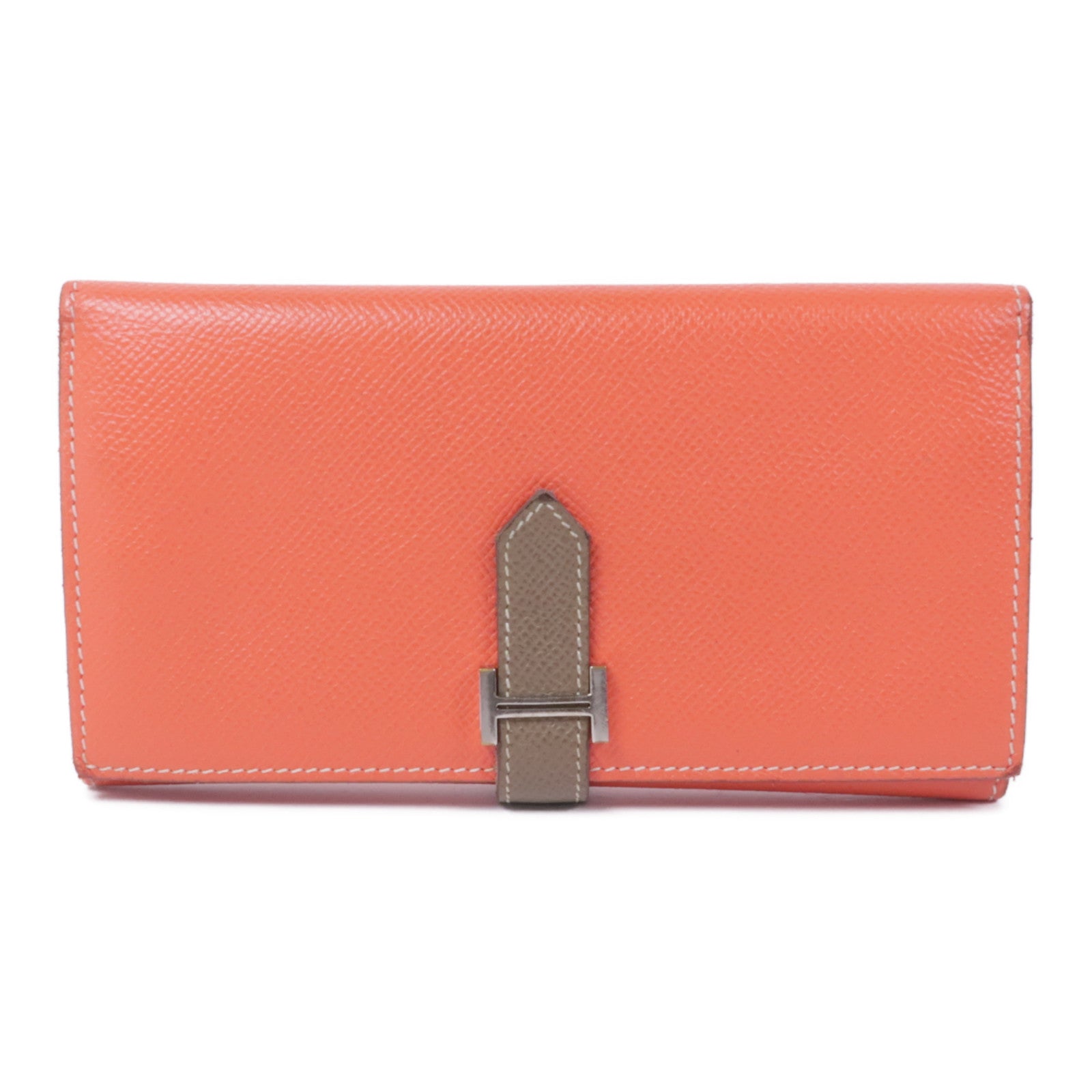 HERMES Epsom皮革Bearn Tri-fold Long Wallet銀扣長錢包