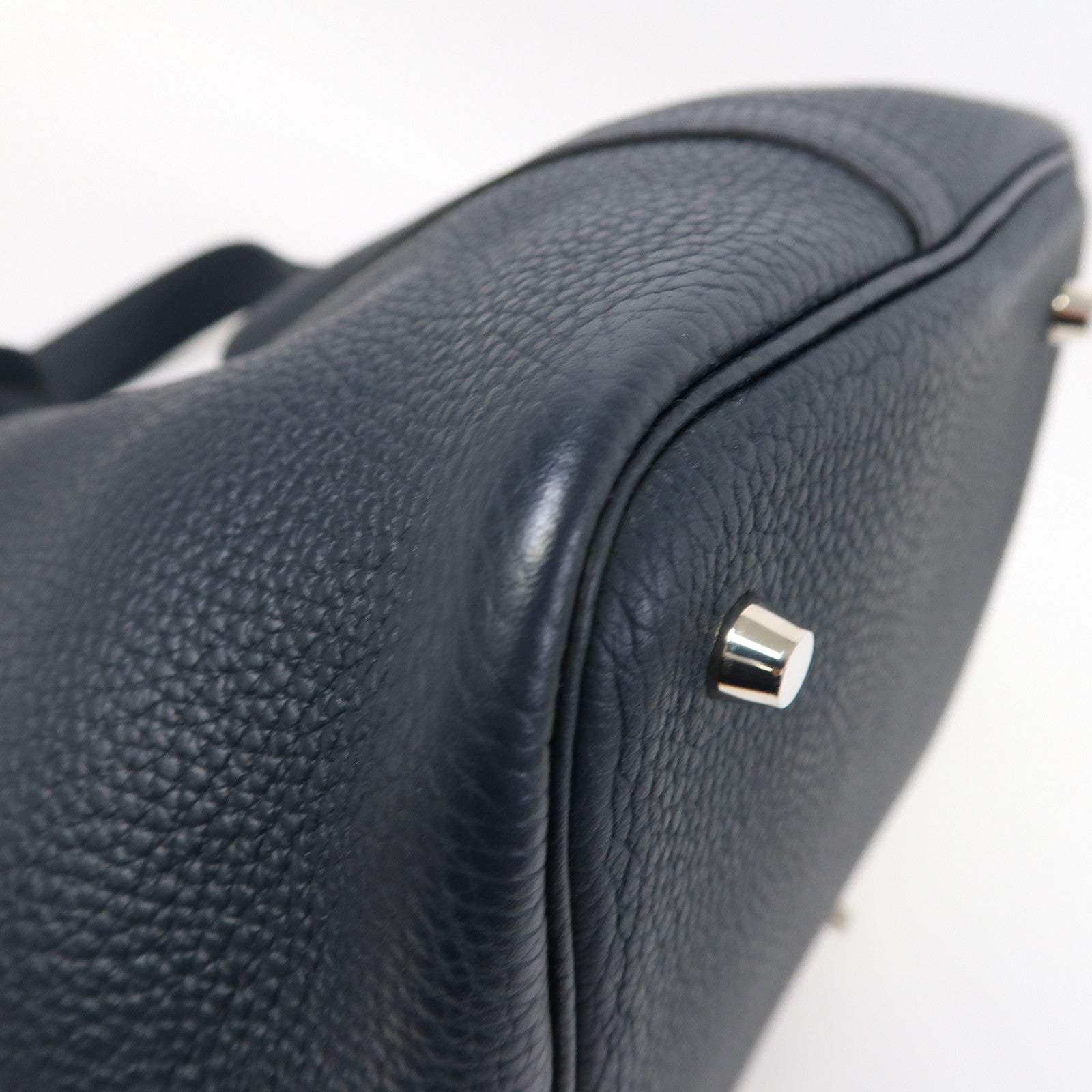 HERMES 【激減優惠】Clemence皮革Picotin MM銀扣手挽袋午夜藍色