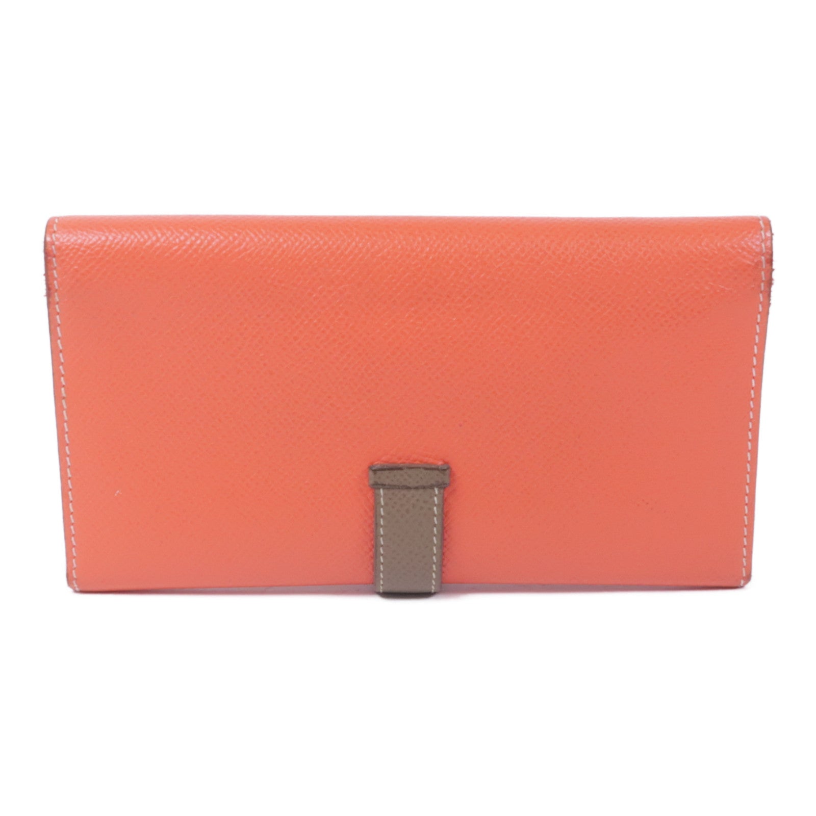 HERMES PHW Bearn Tri-fold Long Wallet Epsom Leather Q5 Rouge Casaque