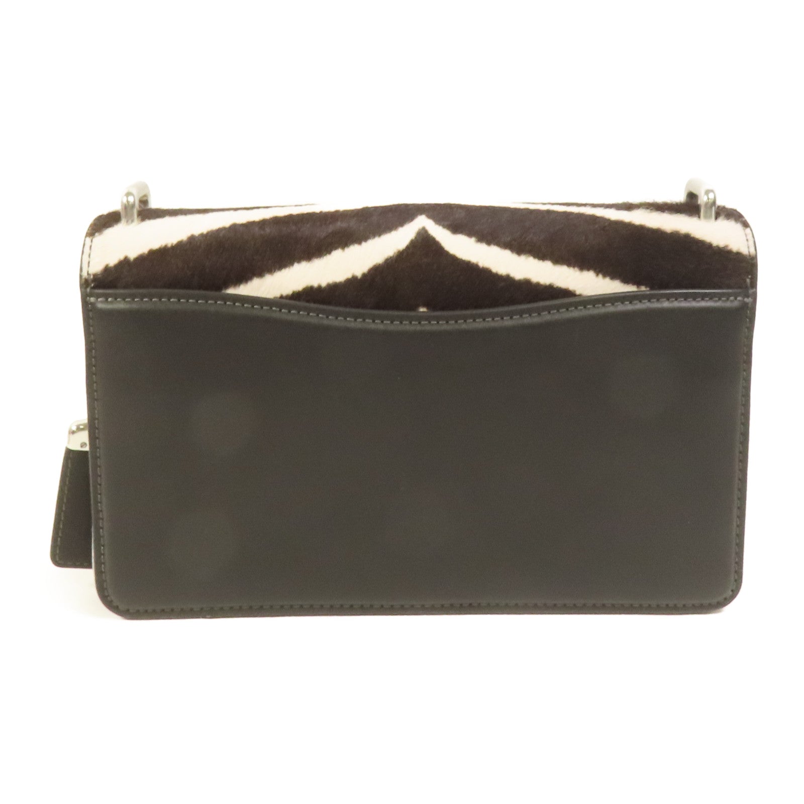 COACH 毛皮皮革Shoulder Bag銀扣肩背袋