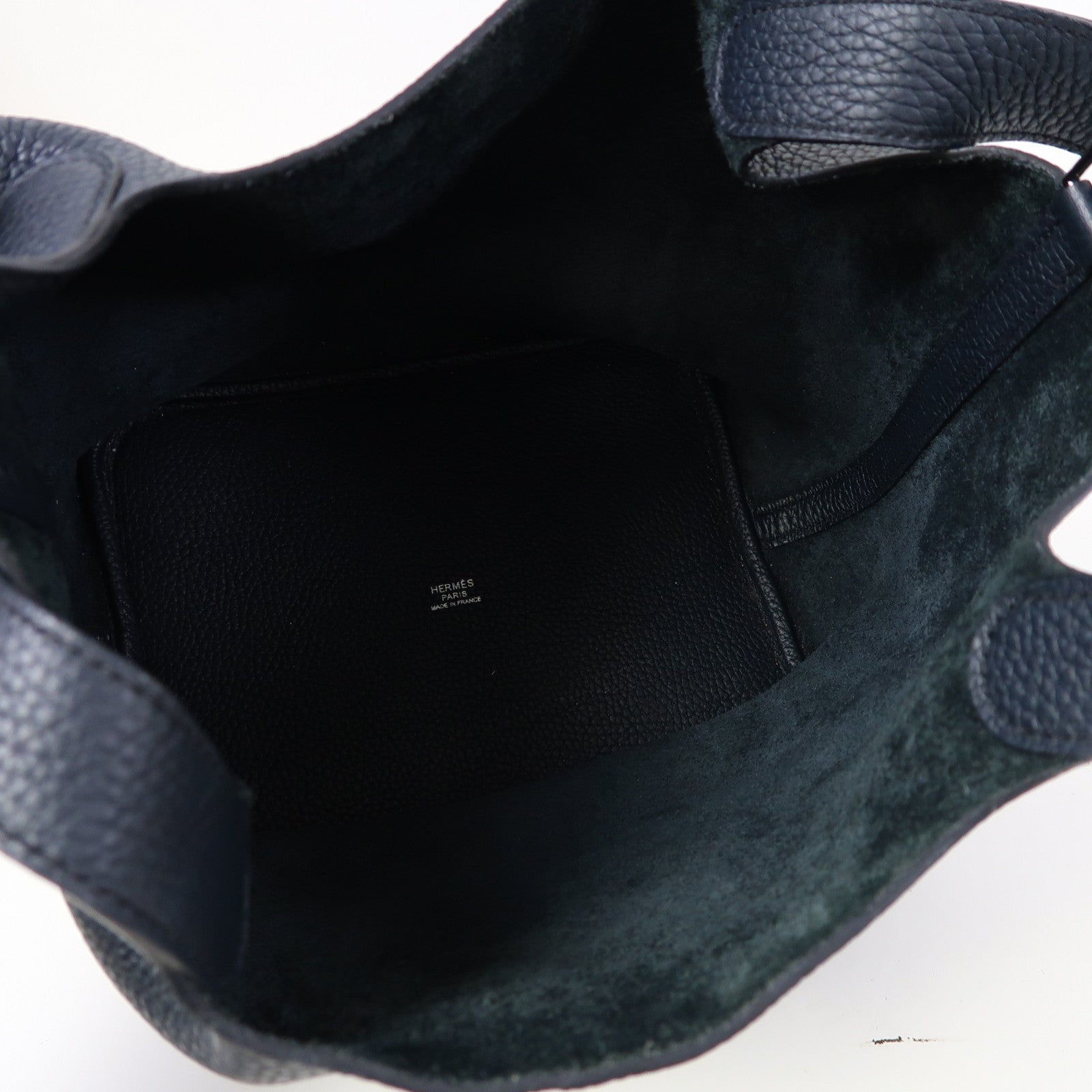 HERMES 【激減優惠】Clemence皮革Picotin MM銀扣手挽袋午夜藍色