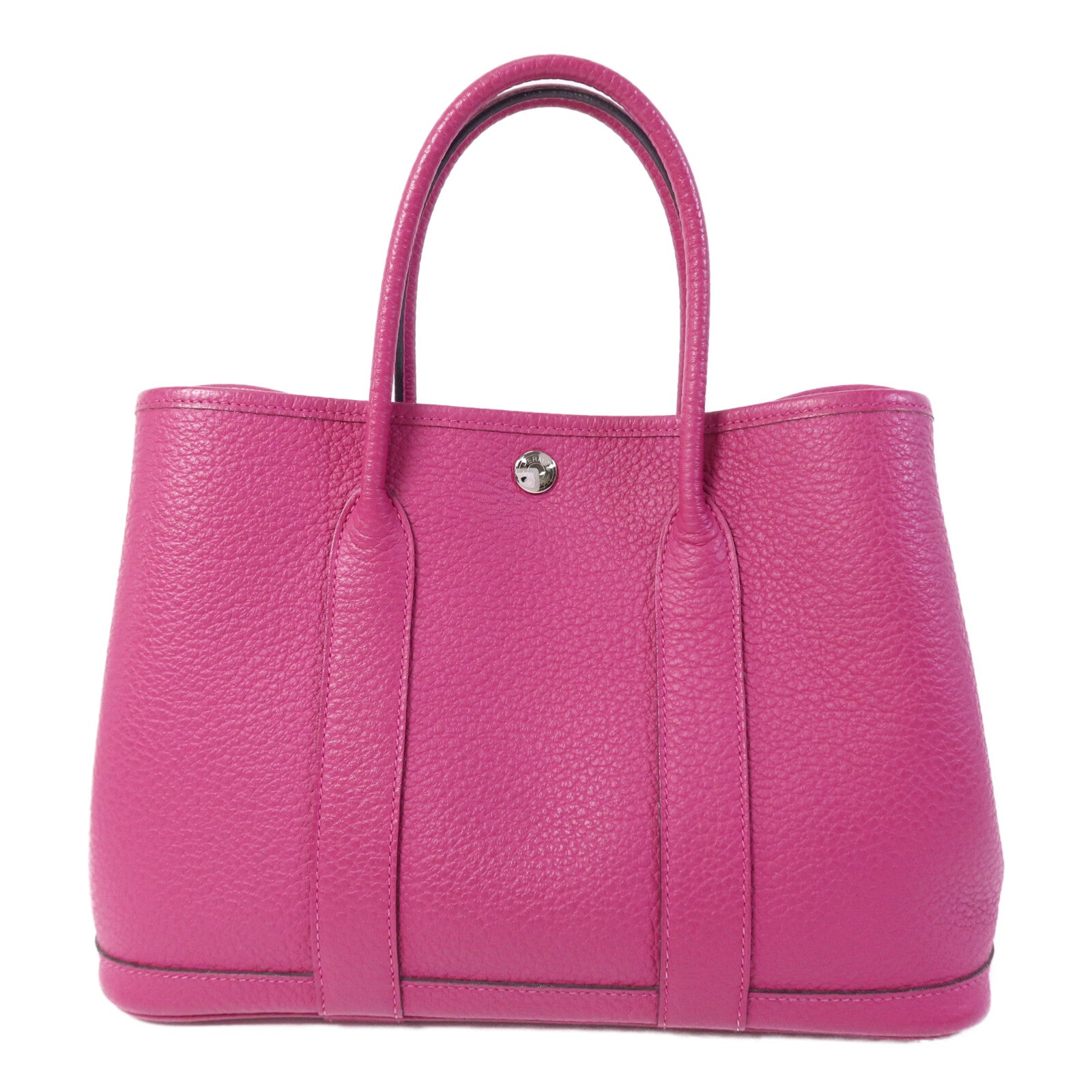 HERMES Country皮革Garden Party TPM銀扣手挽袋Rose Purple