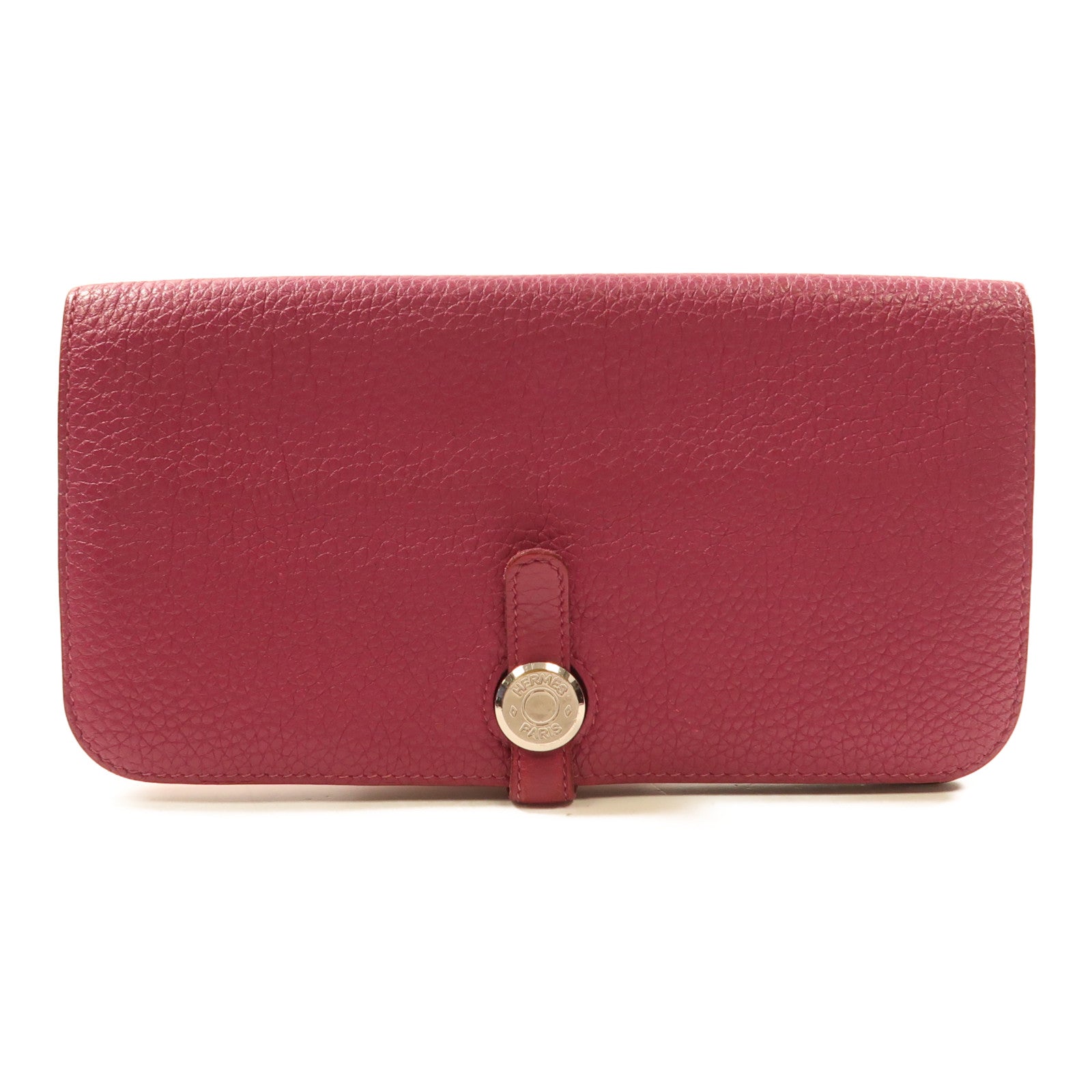 HERMES 【激減優惠】Togo皮革Dogon Long Wallet銀扣長錢包L3 Rose Pourpre