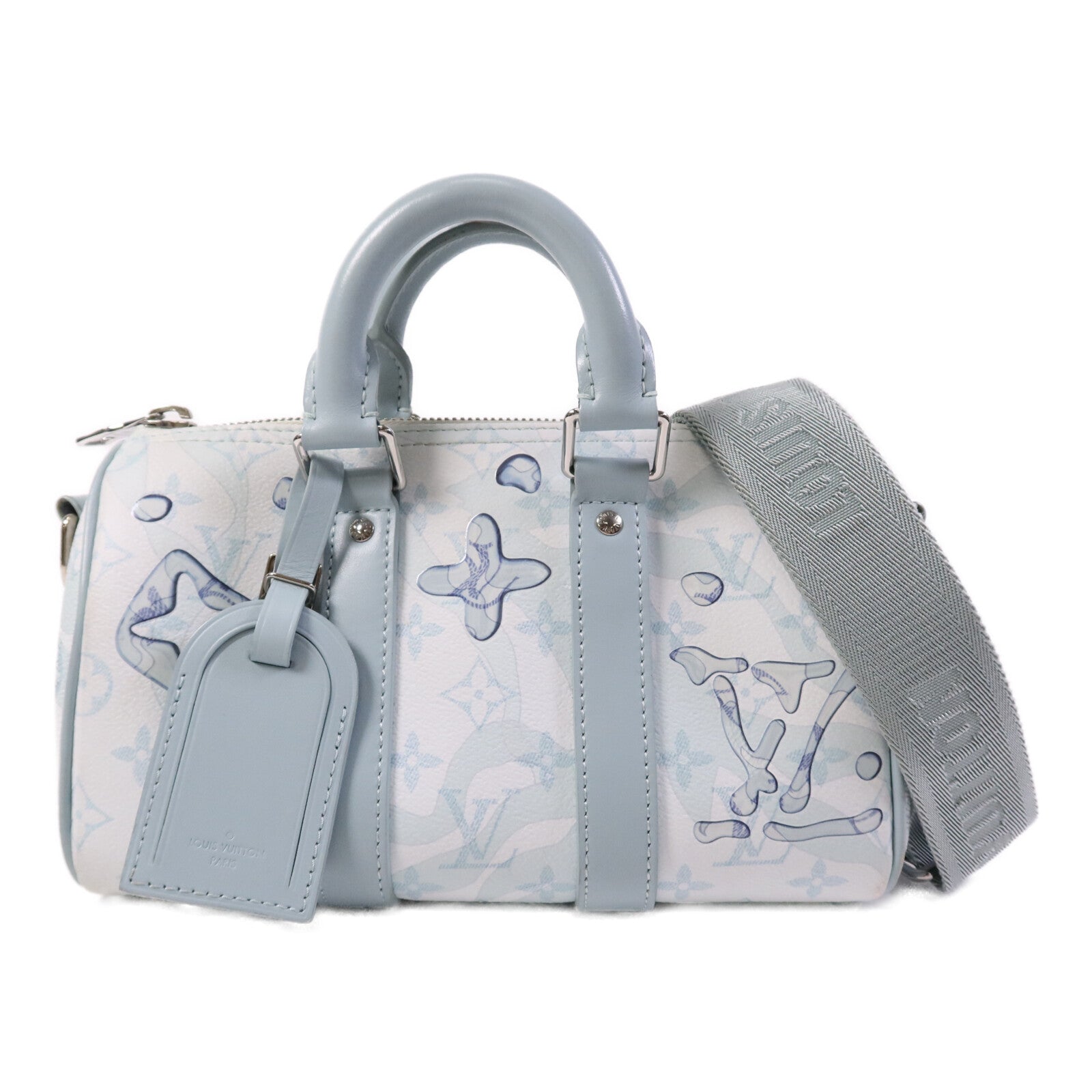 LOUIS VUITTON Monogram Aquagarden Keepall Bandouliere 25銀扣手挽肩背兩用袋