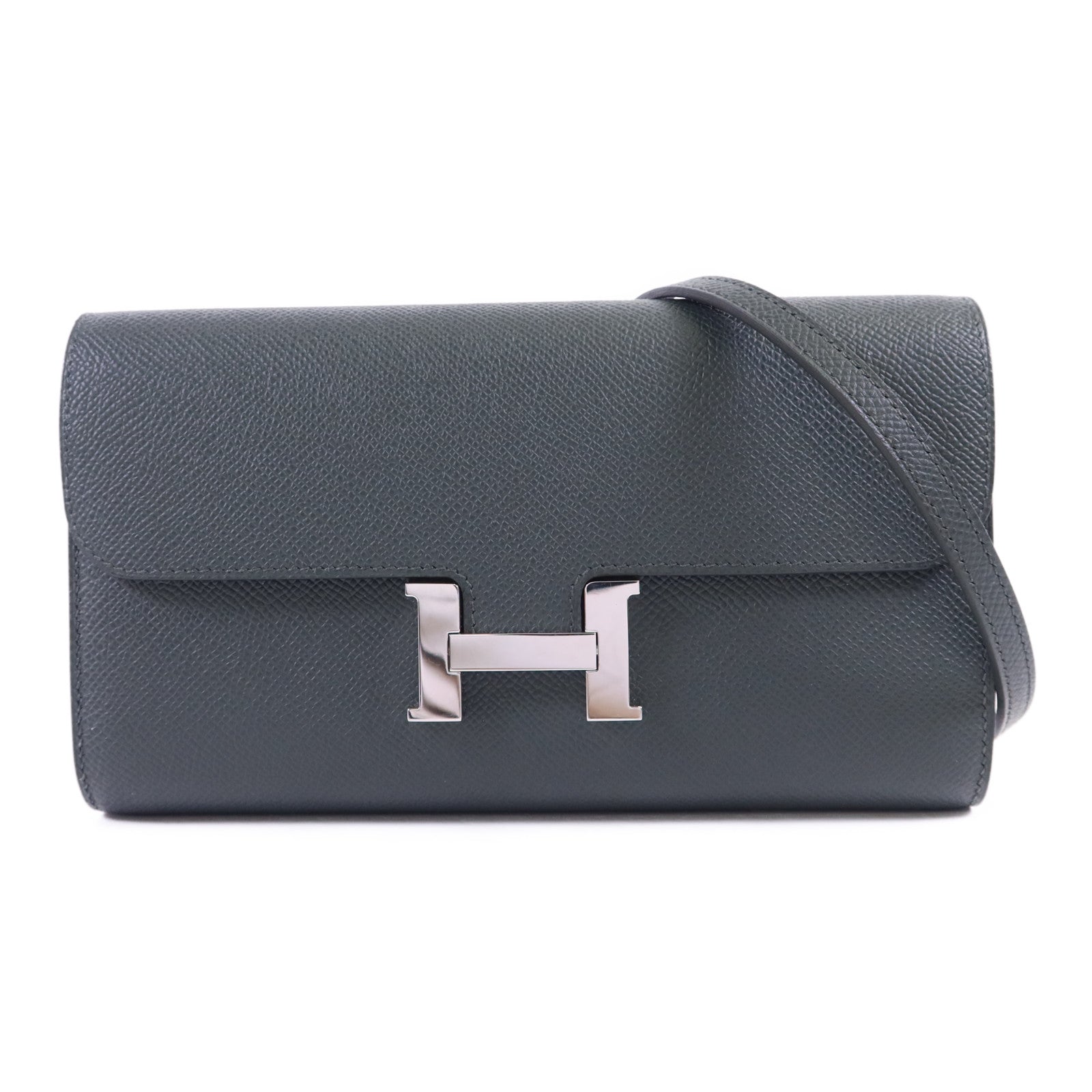 HERMES Epsom皮革Constance To Go銀扣肩背袋