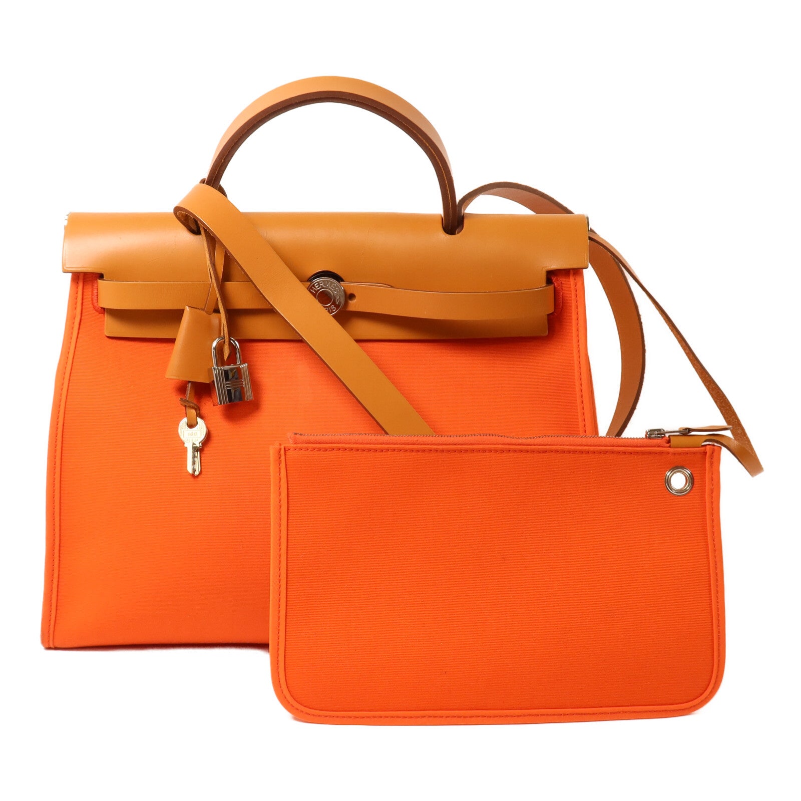 HERMES 帆布Herbag PM手挽肩背兩用袋Capucine