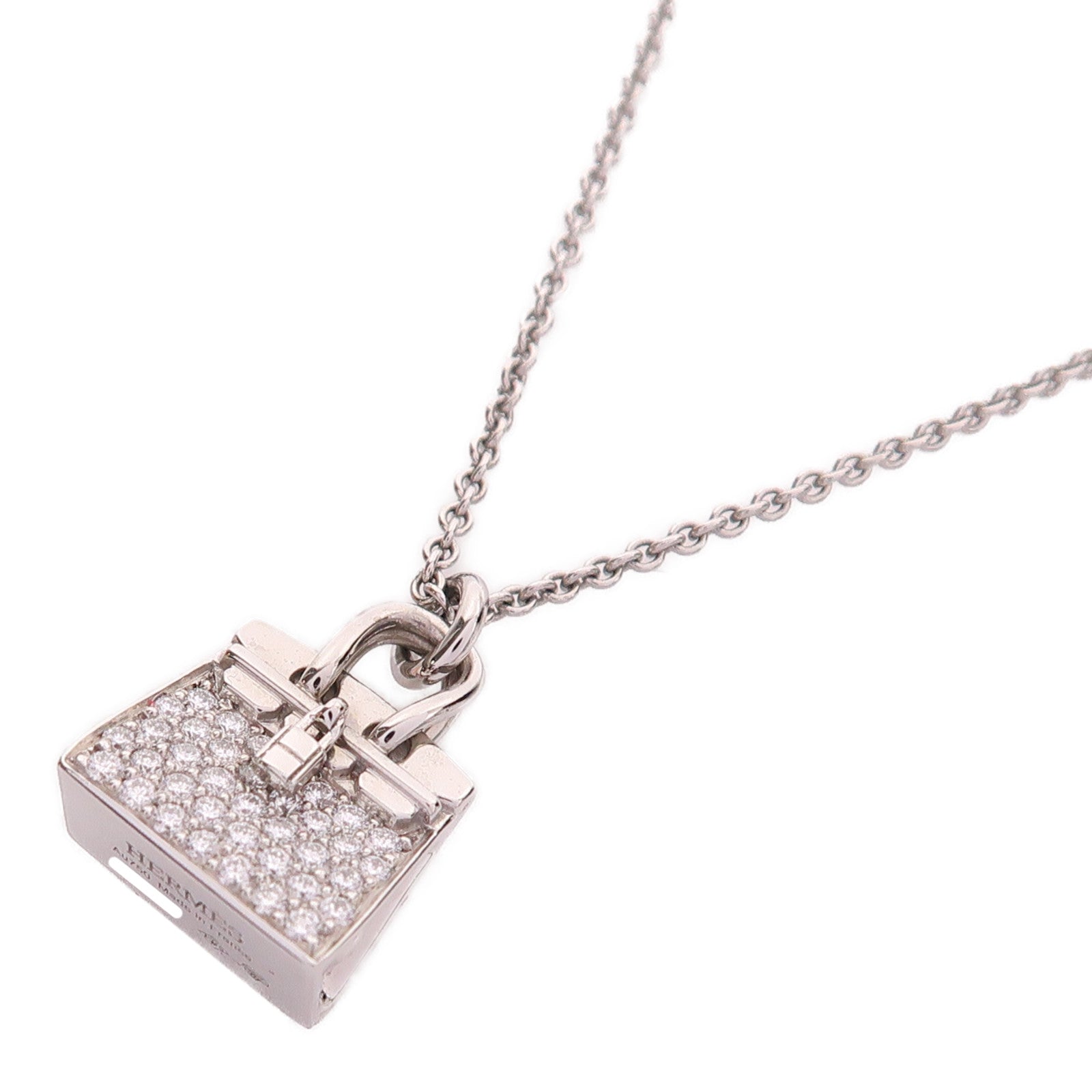 HERMES Amulettes Birkin Pendant Necklace 18K White Gold