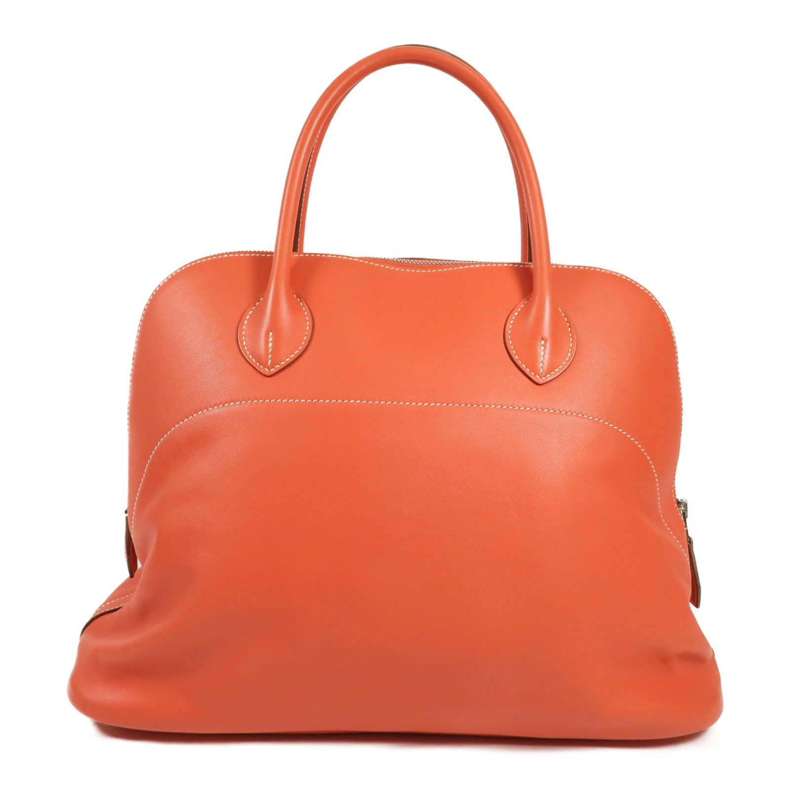 HERMES 【激減優惠】Sikkim皮革Bolide Relax 35銀扣手挽袋Rose Jaipur