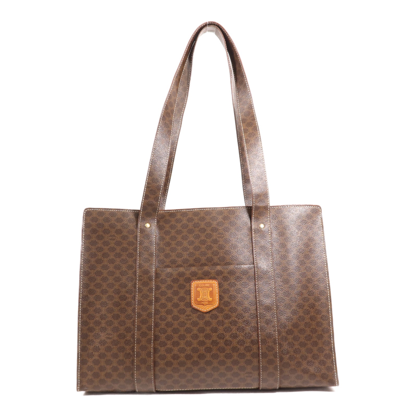 CELINE 塗層帆布Vintage Tote Bag金扣肩背袋