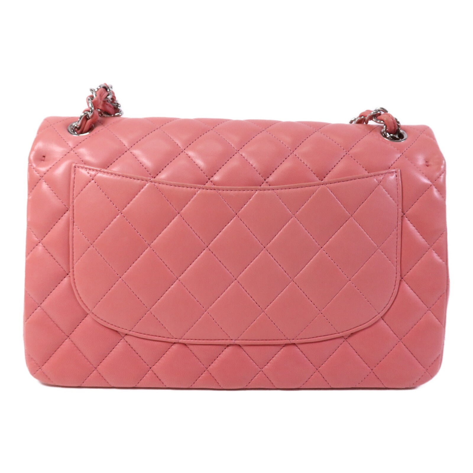 CHANEL 羊皮皮革Large Classic銀扣鏈帶肩背袋