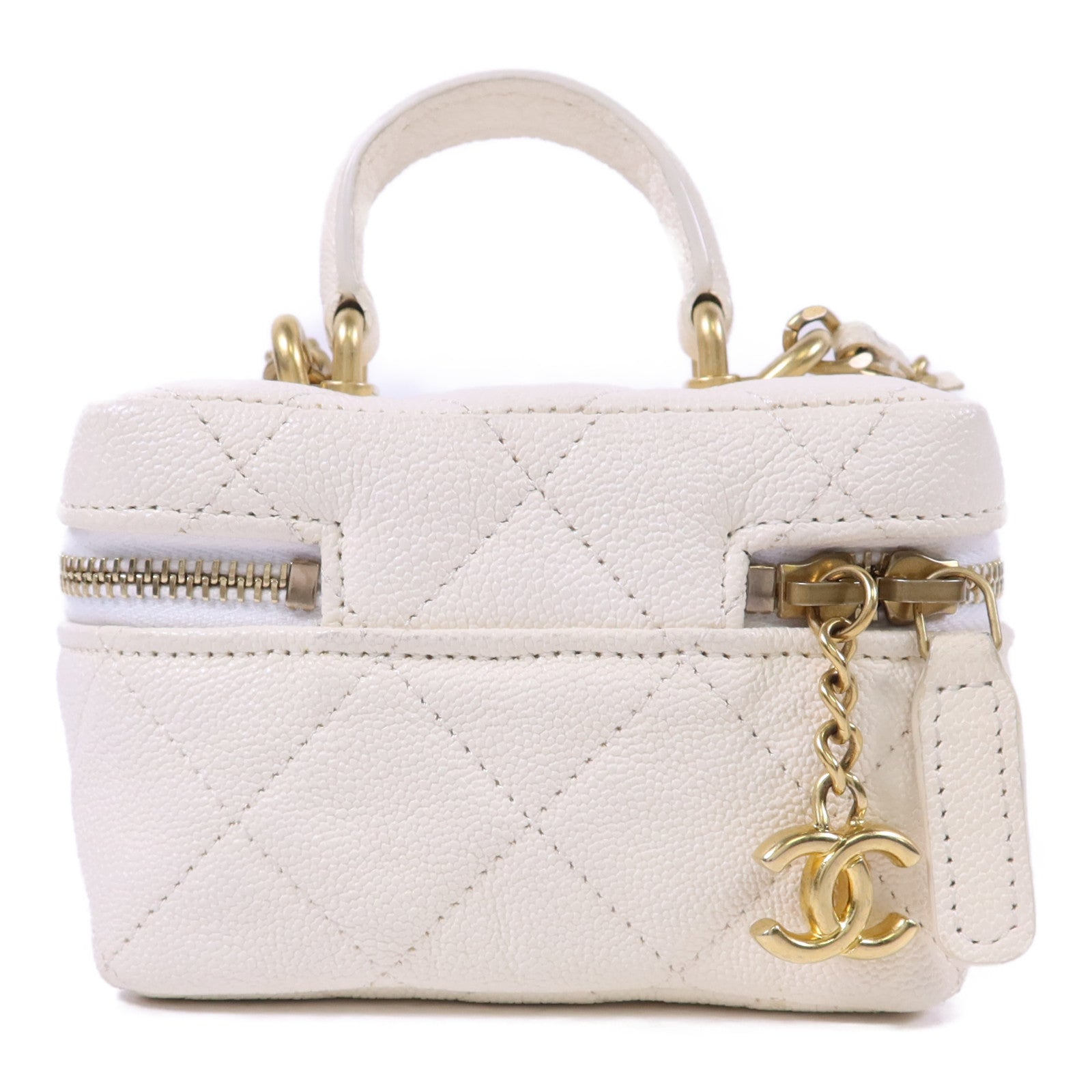 CHANEL 牛皮皮革Mini Chain Shoulder金扣手挽肩背兩用袋