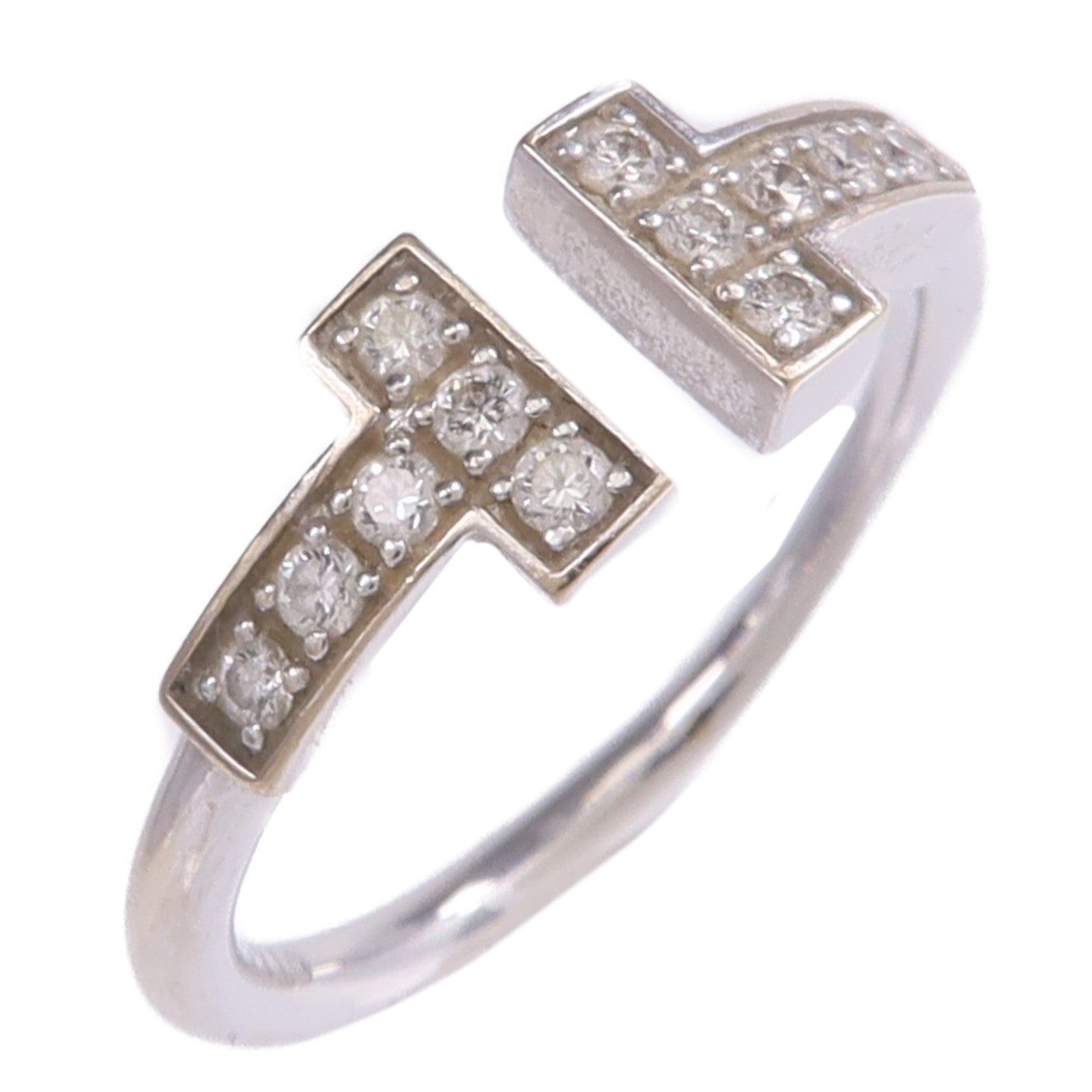 TIFFANY&CO 18K白金T Diamond Wire Ring鑽石戒指US#4