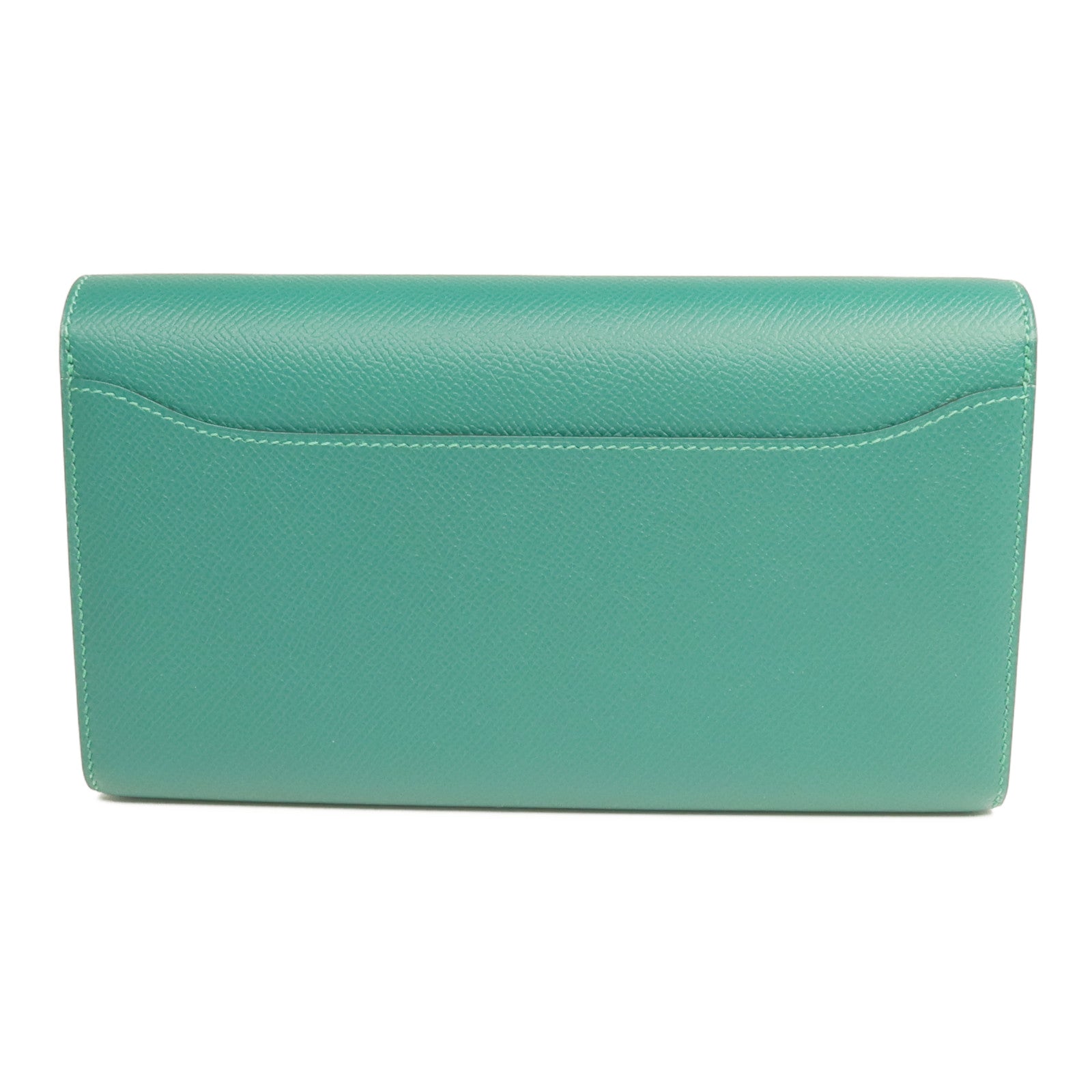 HERMES Epsom皮革Constance Wallet銀扣長錢包Malachite