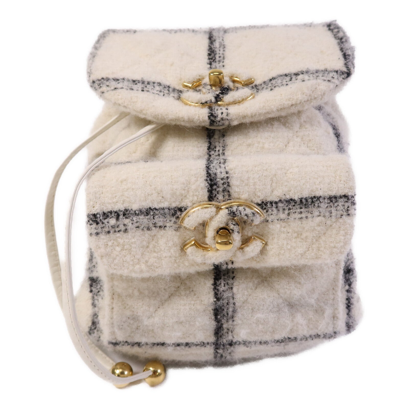 CHANEL Tweed 22K Duma金扣鏈帶背包