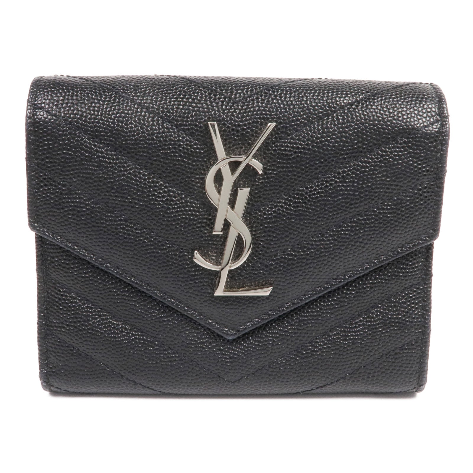 SAINT LAURENT 牛皮皮革Trifold Wallet銀扣錢包