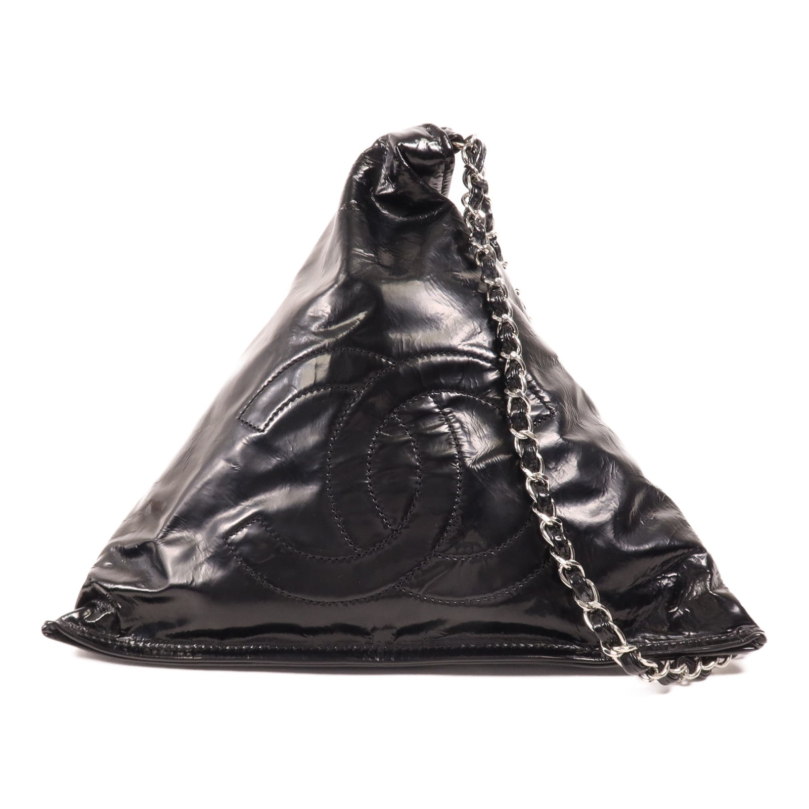 CHANEL 漆皮皮革Clutch Bag銀扣手拿包