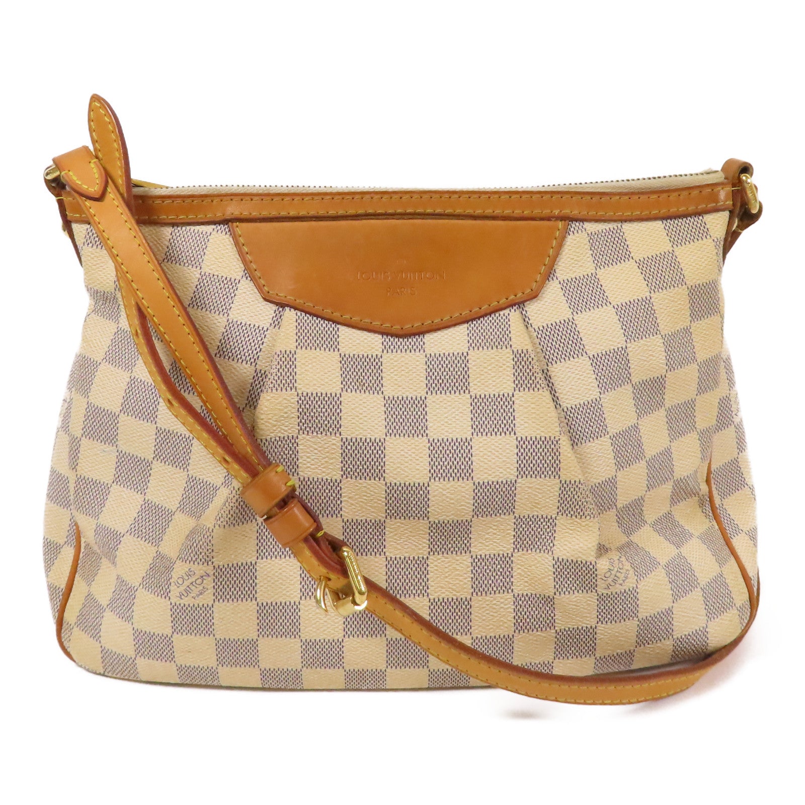 LOUIS VUITTON Damier Azur Siracusa PM金扣肩背袋