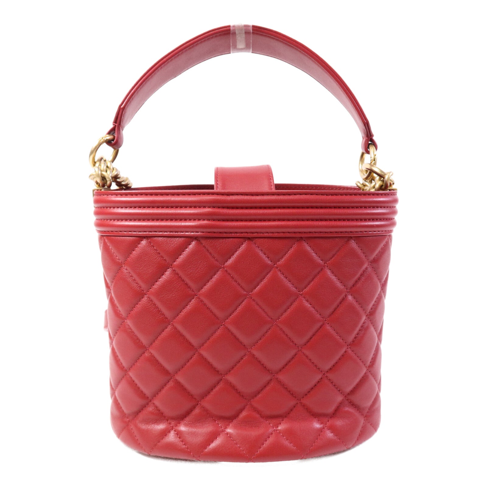 CHANEL 【激減優惠】羊皮皮革Bucket Bag金扣鏈帶手挽肩背兩用袋