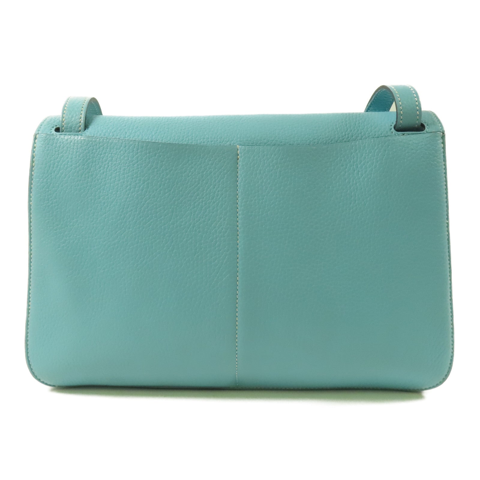 HERMES Clemence皮革Halzan 31銀扣3P Bleu Atoll/蒂芬尼藍