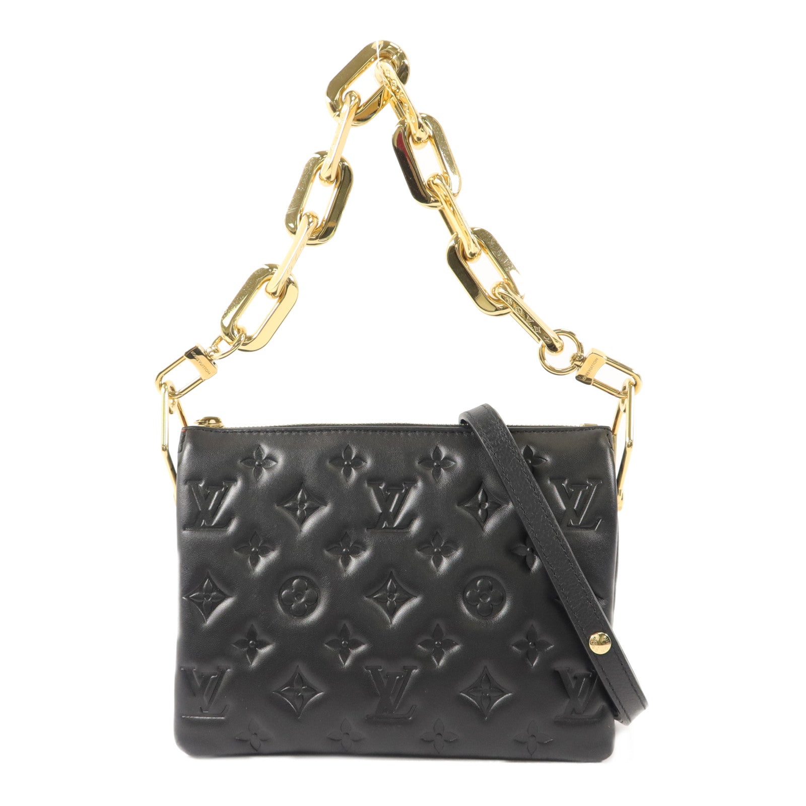 LOUIS VUITTON 【激減優惠】Monogram Embossed Puffy Coussin BB鏈帶手挽肩背兩用袋