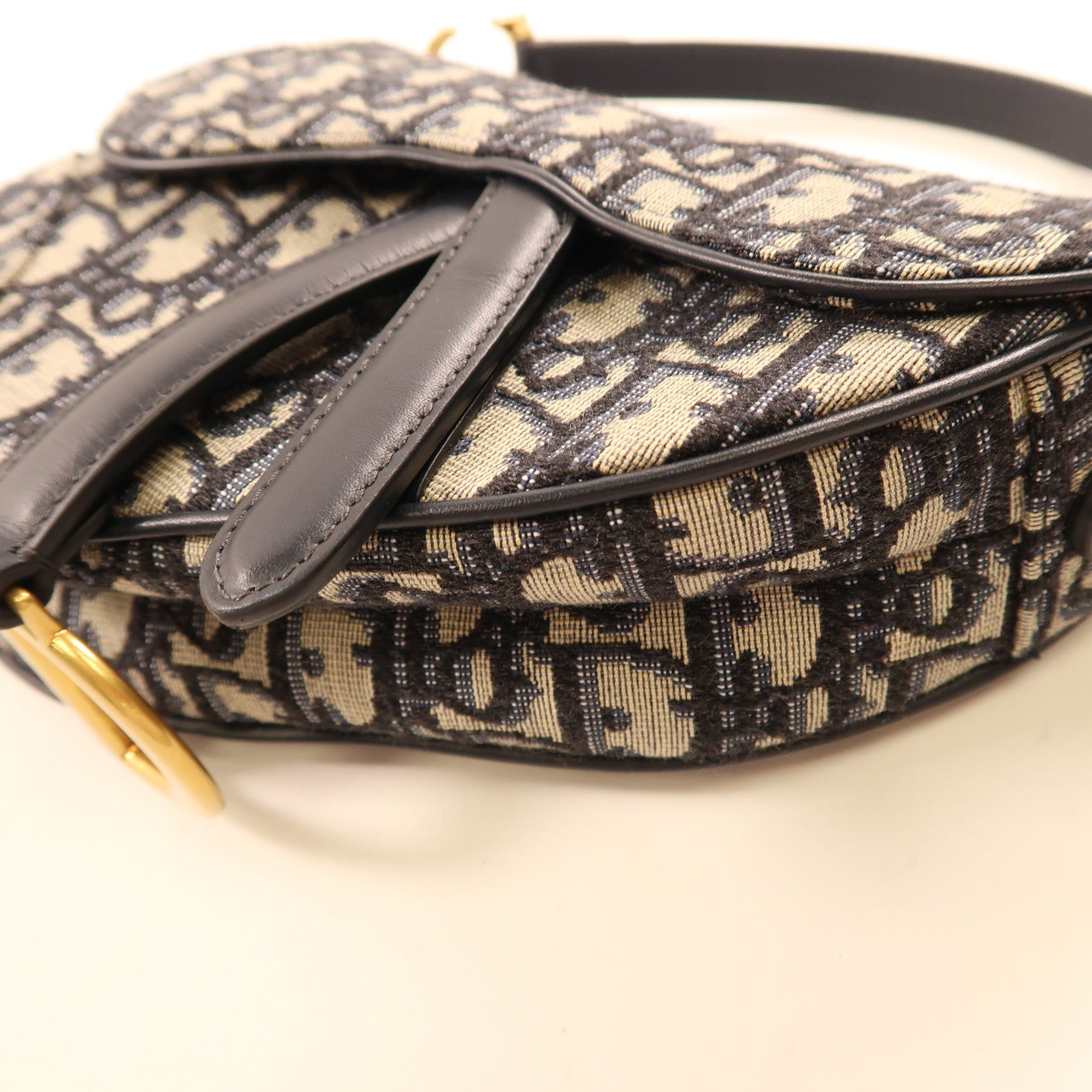 Dior 帆布Saddle Bag金扣手挽肩背兩用袋