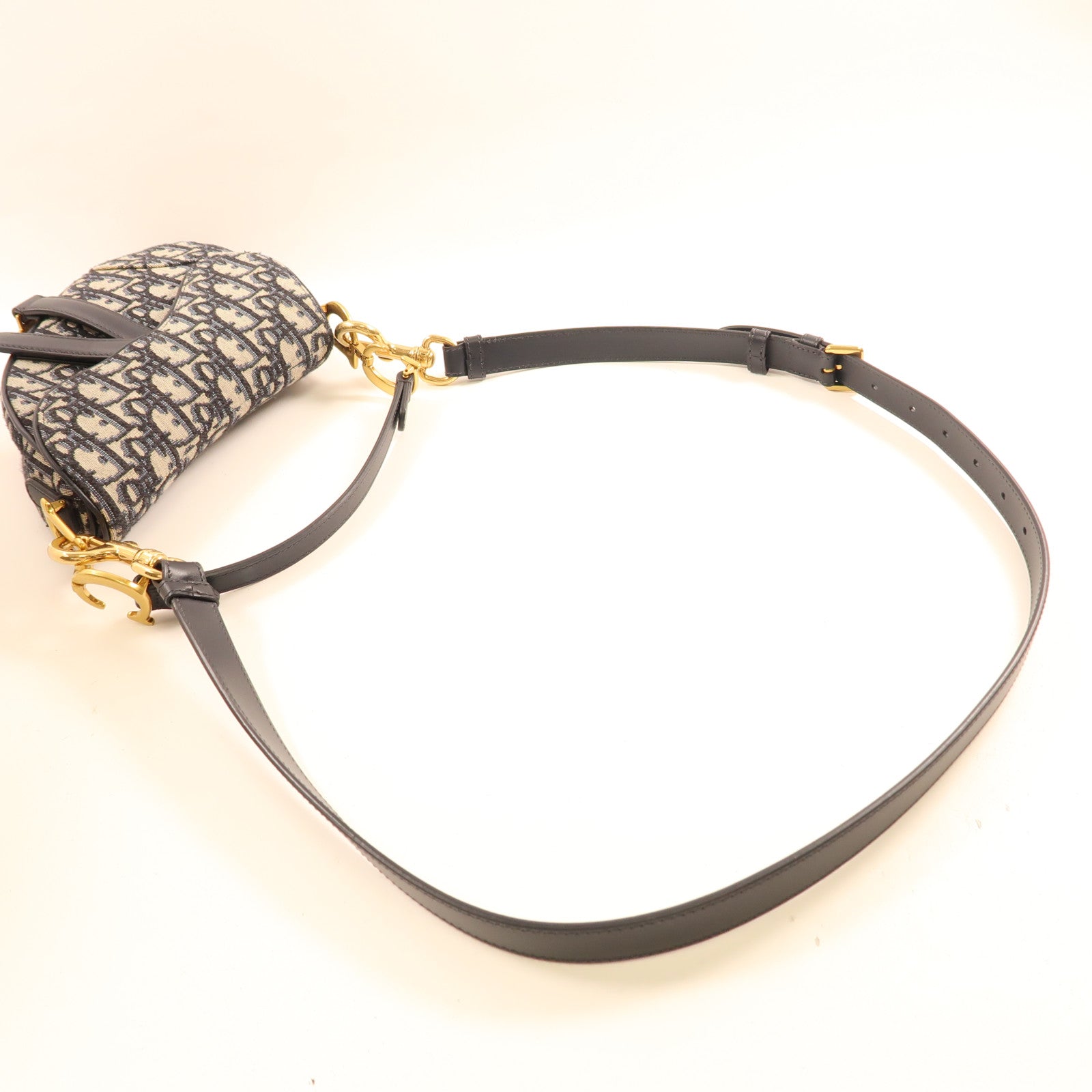 Dior 帆布Saddle Bag金扣手挽肩背兩用袋