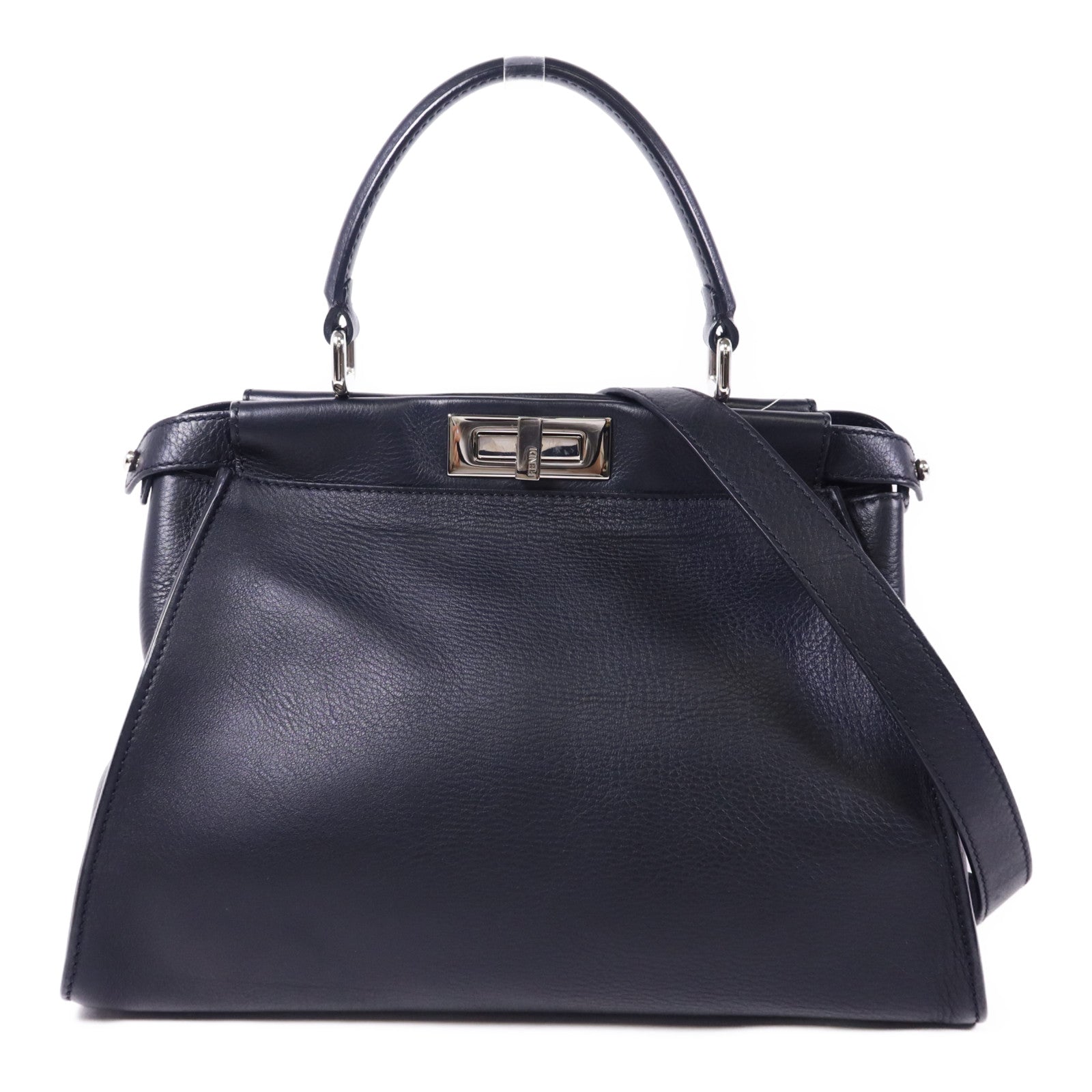 FENDI 蛇皮皮革/牛皮皮革Peekaboo Bag銀扣手挽肩背兩用袋