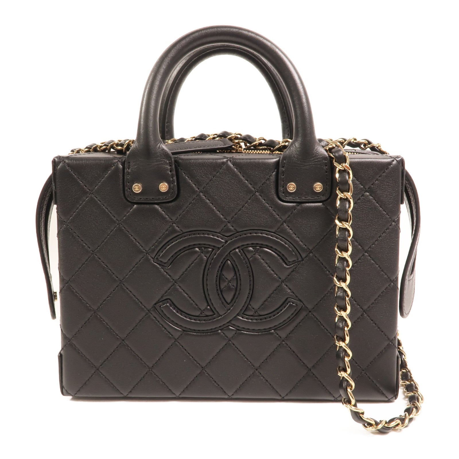 CHANEL 【激減優惠】牛皮皮革Chain Shoulder金扣手挽肩背兩用袋