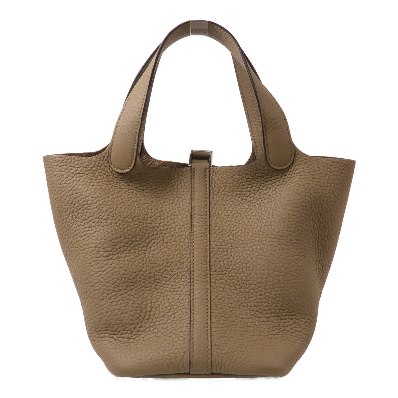 HERMES Clemence皮革Picotin PM手挽袋Beige Marfa