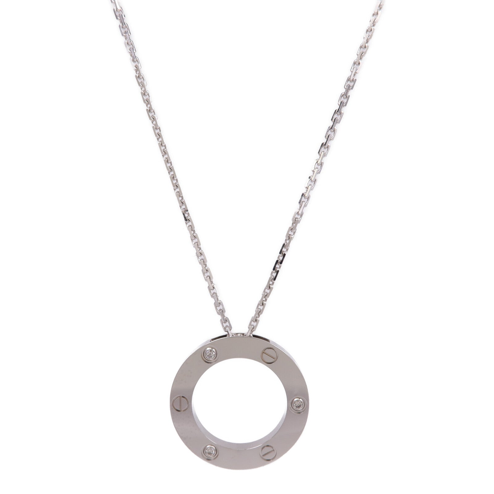 CARTIER 18K白金Love Necklace 3 Diamonds鑽石項鍊