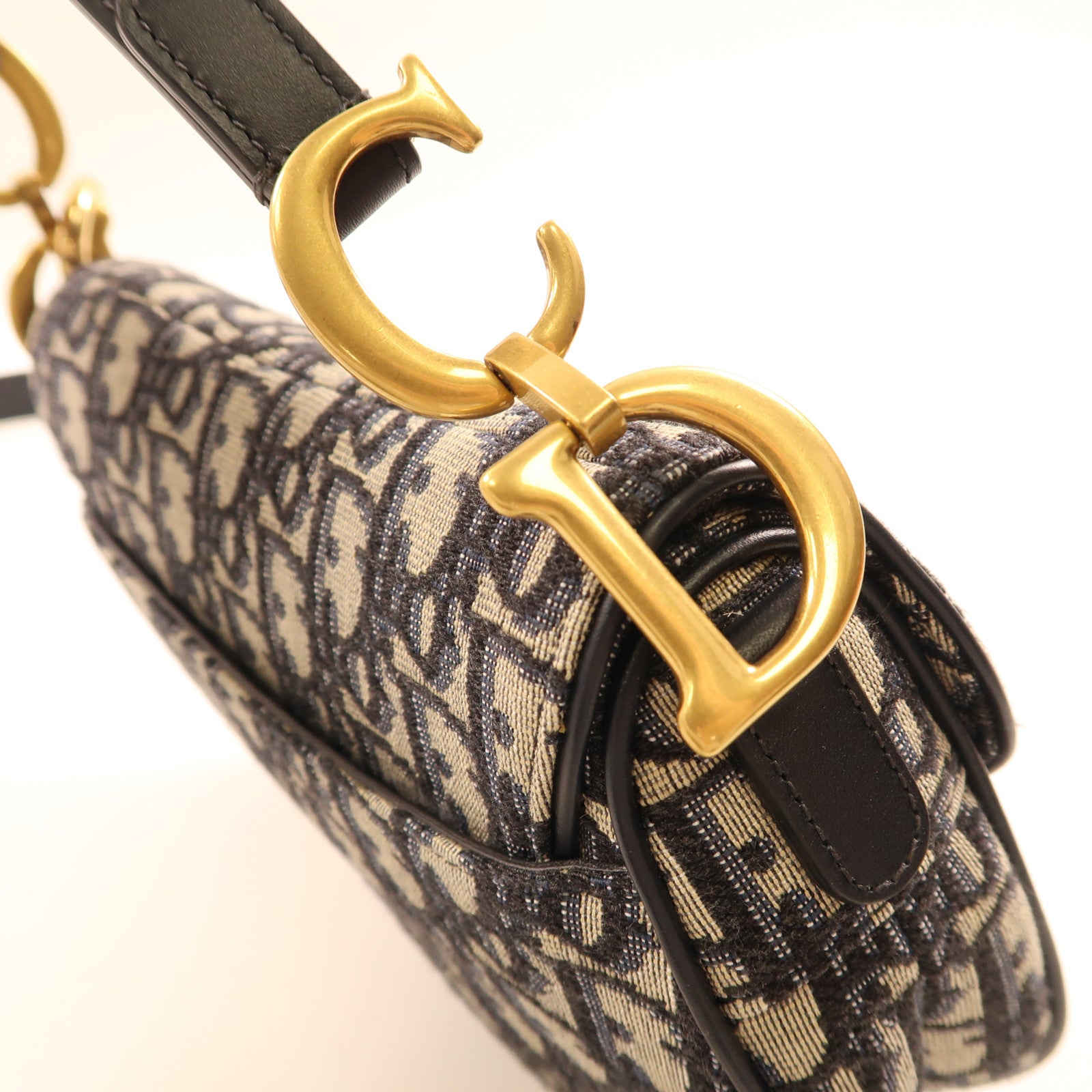 Dior 帆布Saddle Bag金扣手挽肩背兩用袋