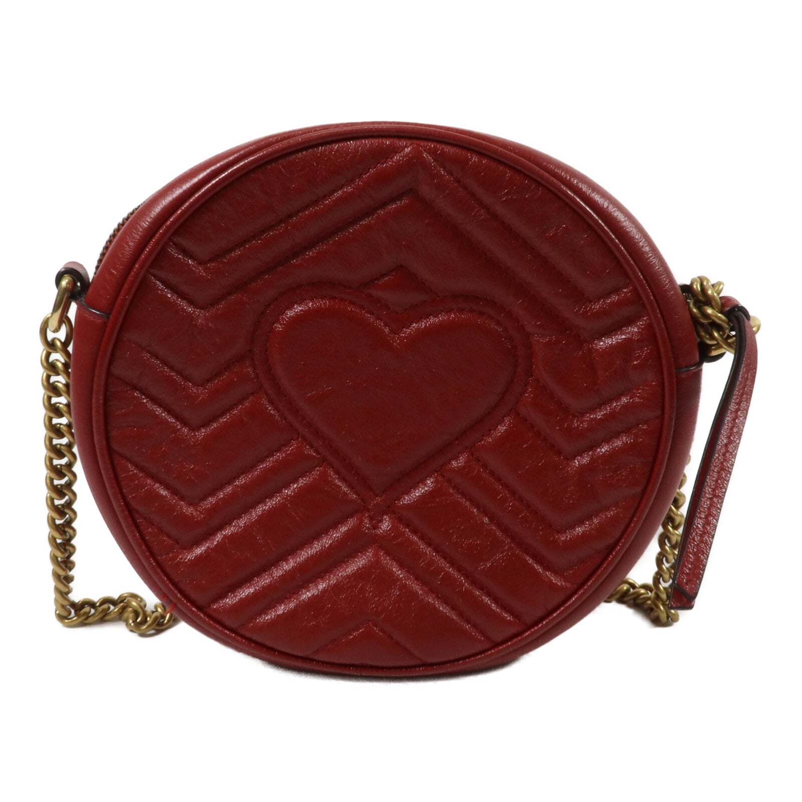GUCCI 牛皮皮革GG Marmont Round Bag鏈帶肩背袋