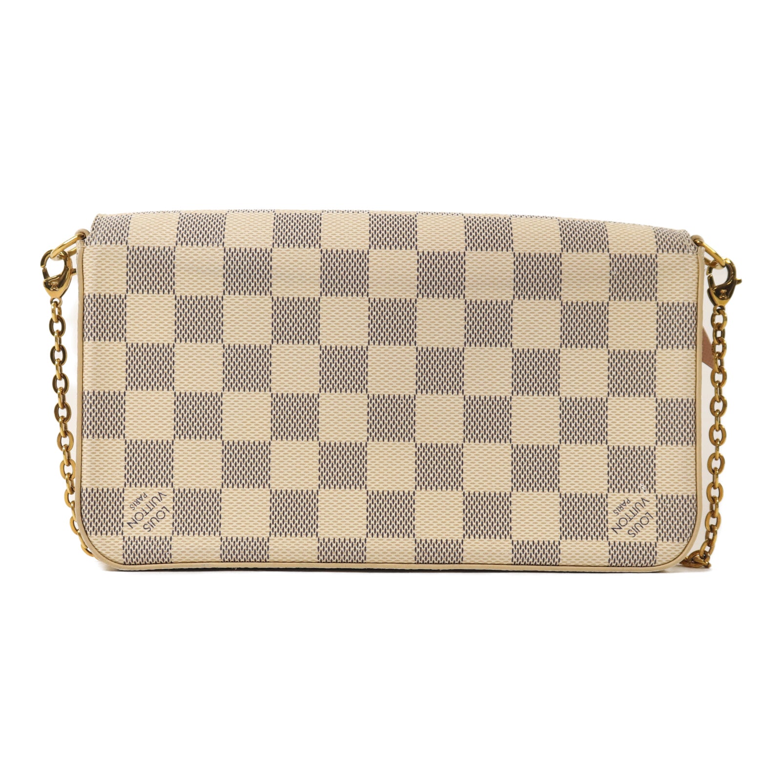 LOUIS VUITTON Damier Azur Felicie Pochette金扣鏈帶手挽肩背兩用袋