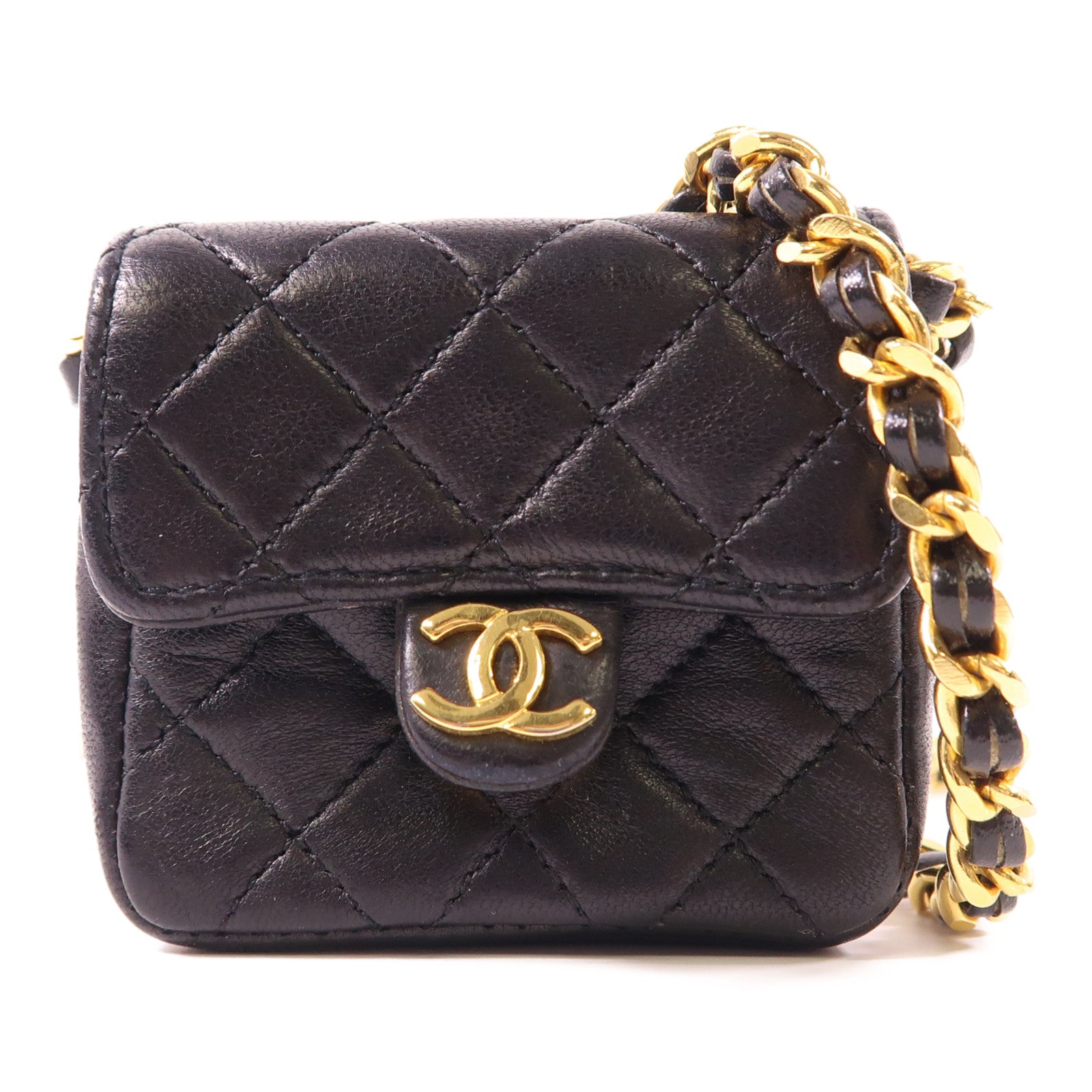 CHANEL 牛皮皮革Vintage Mini Bag金扣鏈帶肩背袋