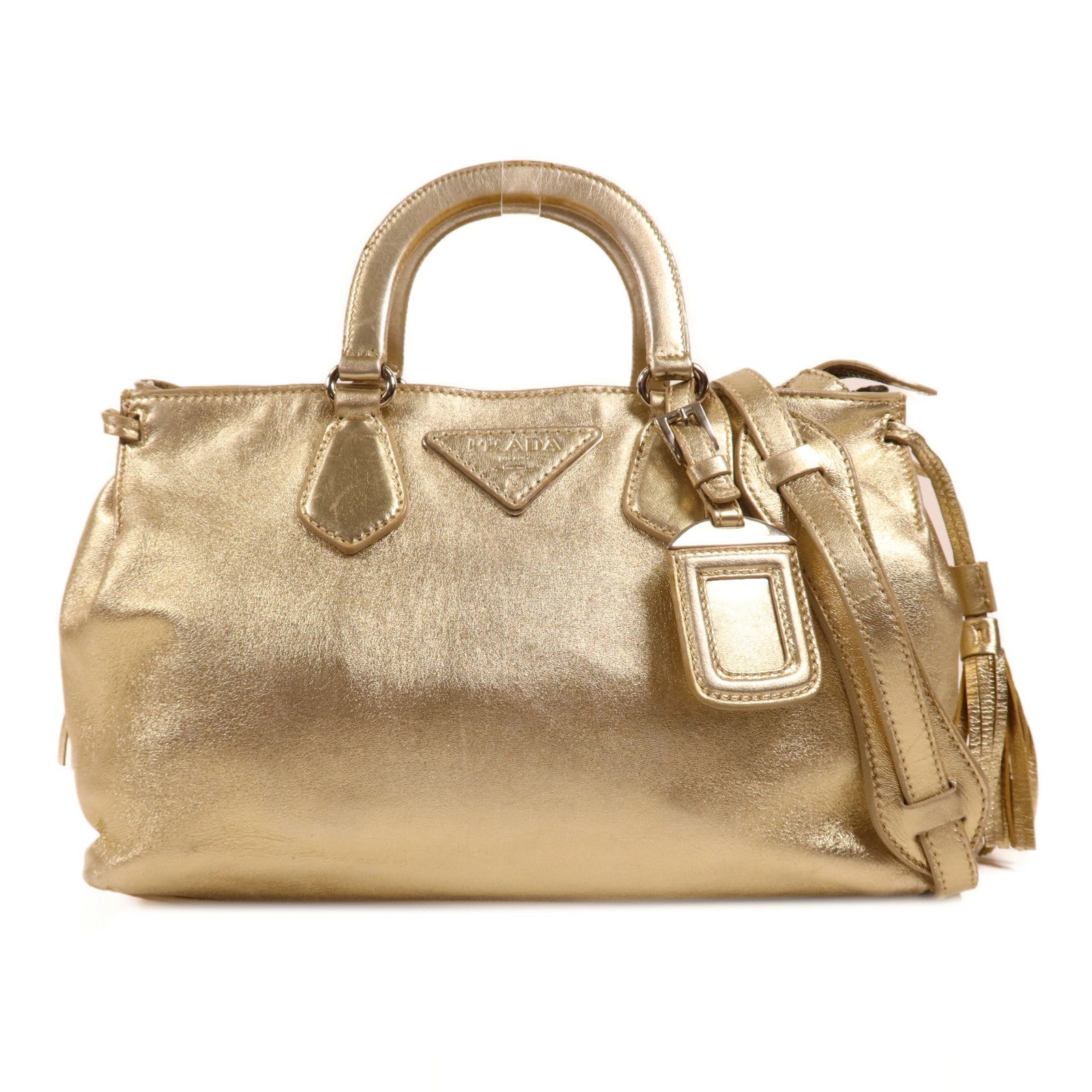 PRADA 羊皮皮革Handbag銀扣手挽肩背兩用袋