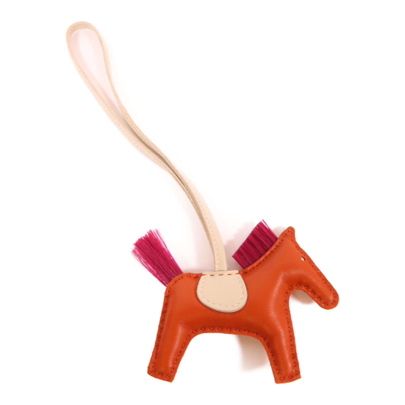 HERMES Milo皮革Rodeo PM掛飾Orange/Pink