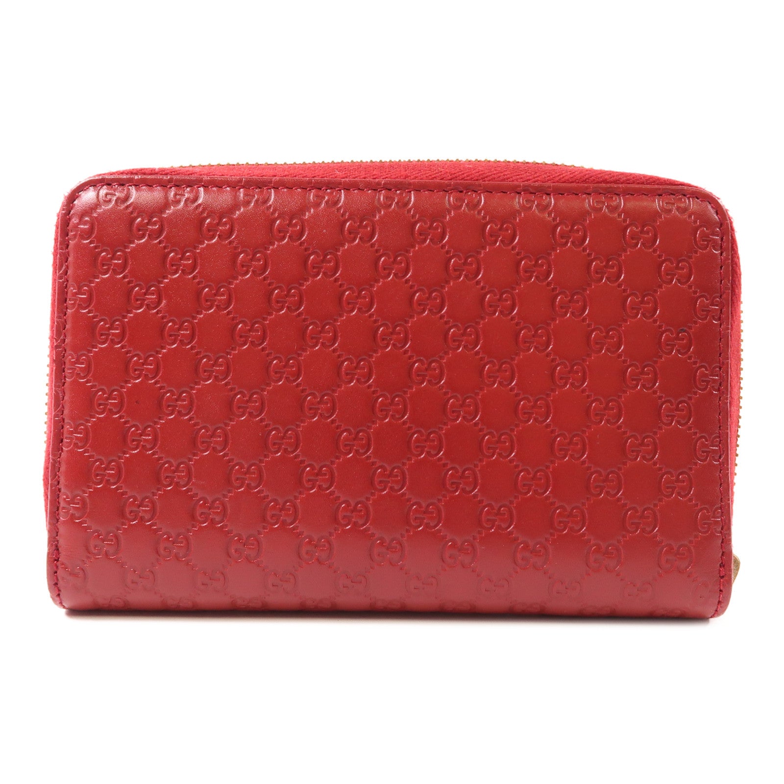 GUCCI GG GHW Wallet Calfskin Leather Red