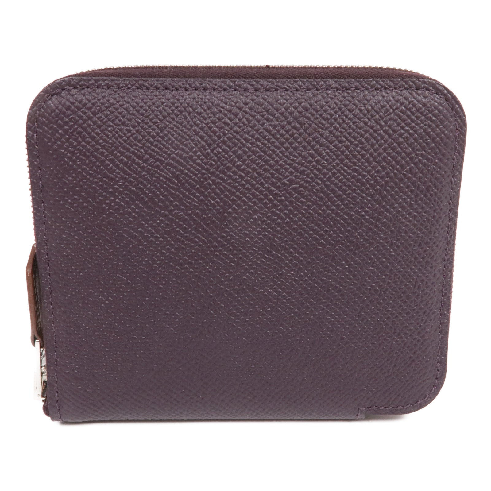 HERMES Epsom皮革Silk'In Compact Wallet銀扣錢包Cassis