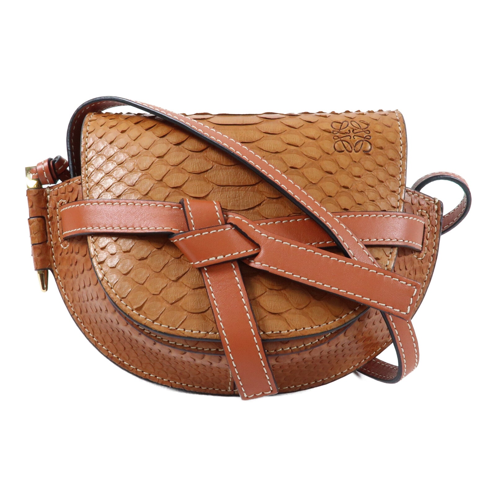 LOEWE 蛇皮皮革Mini Gate金扣肩背袋
